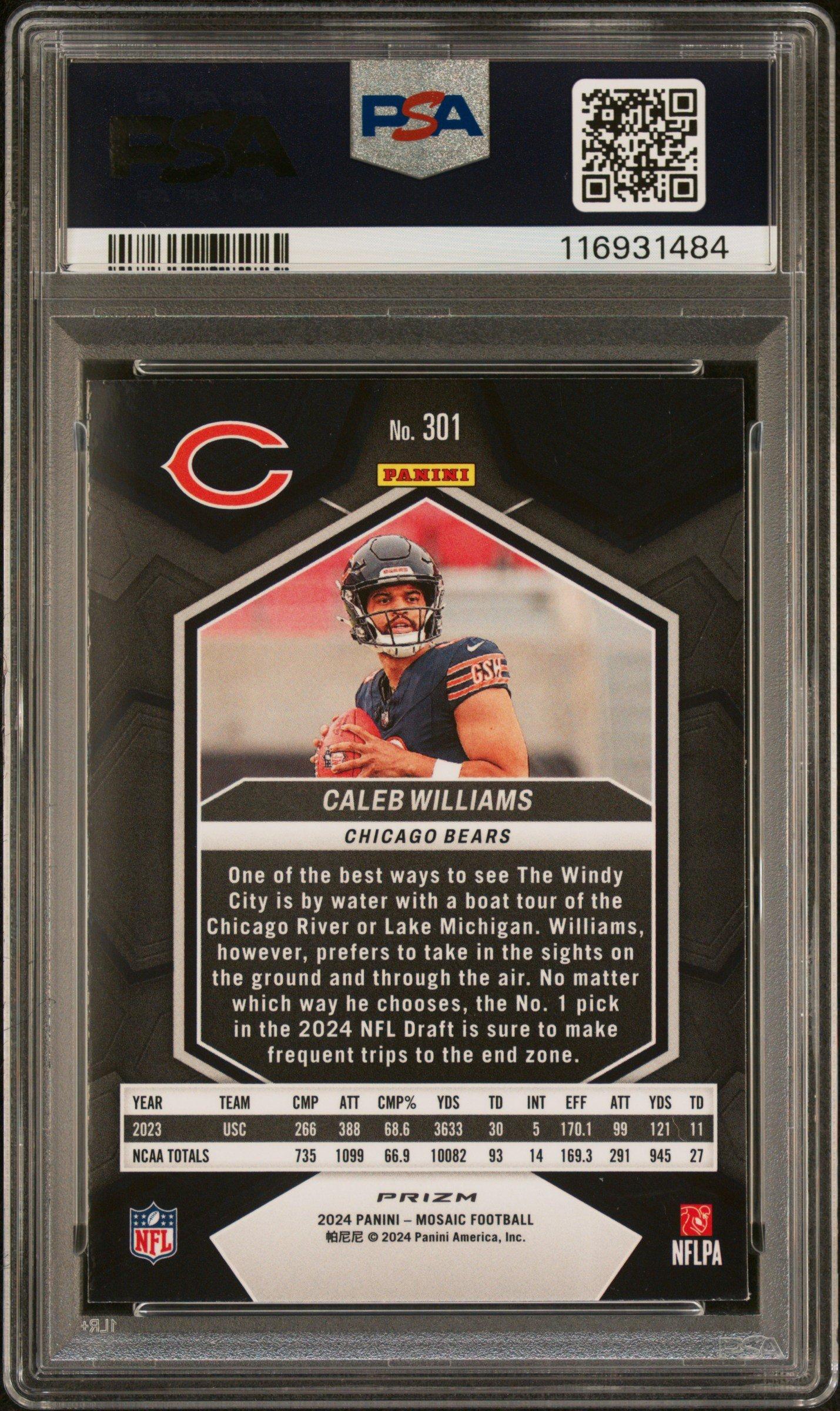 2024 Panini Mosaic 301 Caleb Williams Camo Pink PSA 9