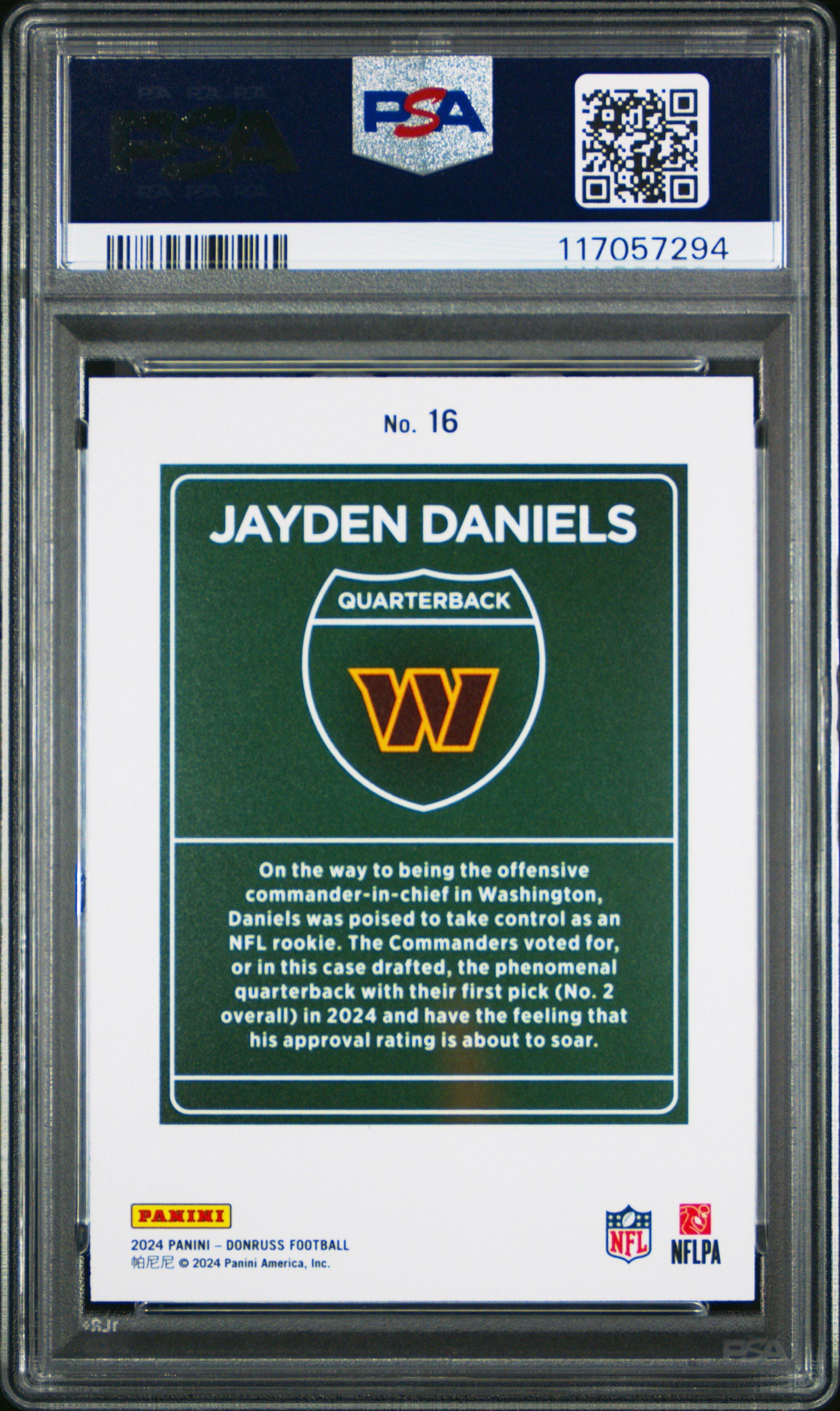 2024 Panini Donruss Downtown! 16 Jayden Daniels PSA 8 Graded Card