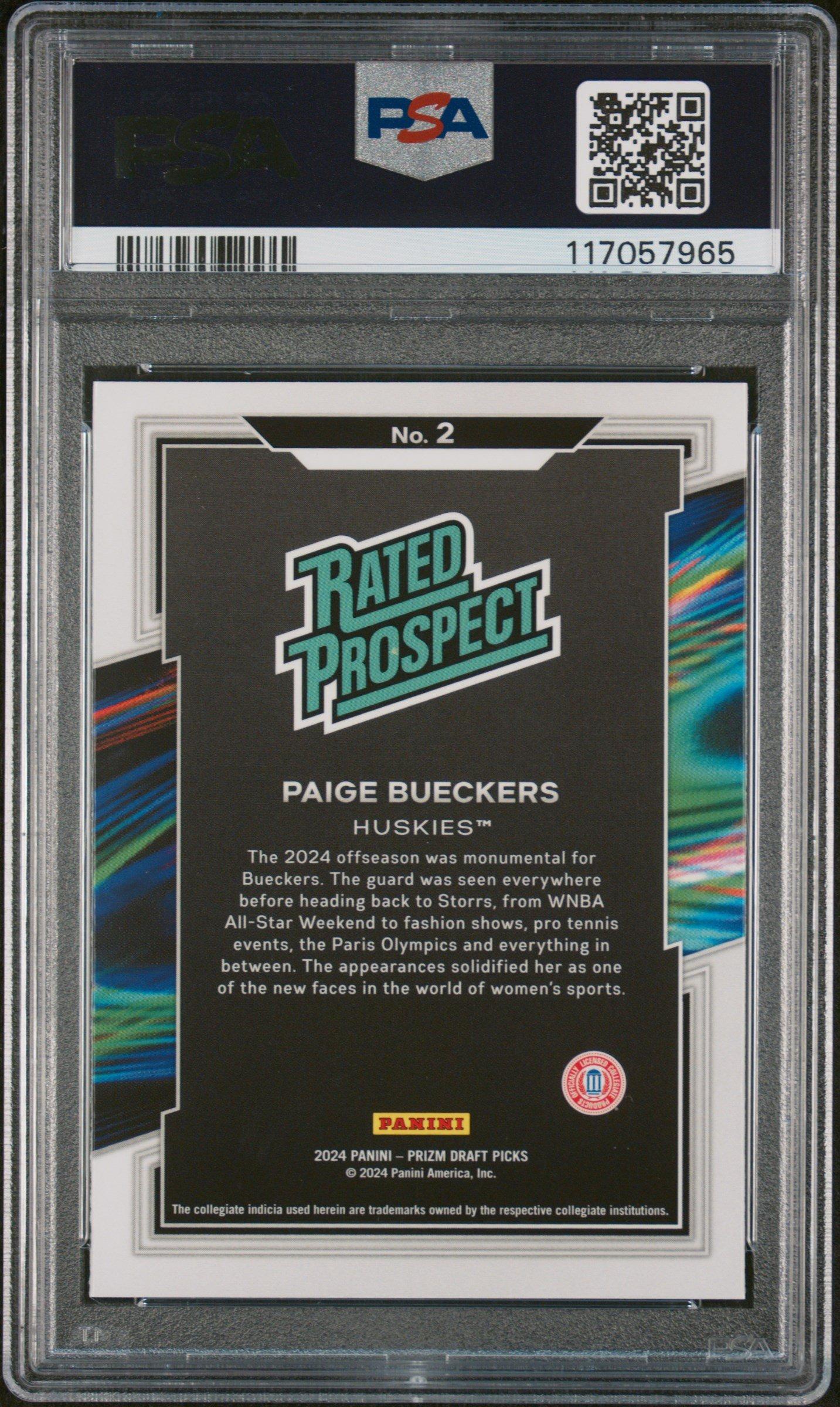 2024 Panini Prizm Draft Picks Rated Prospect 2 Paige Bueckers PSA