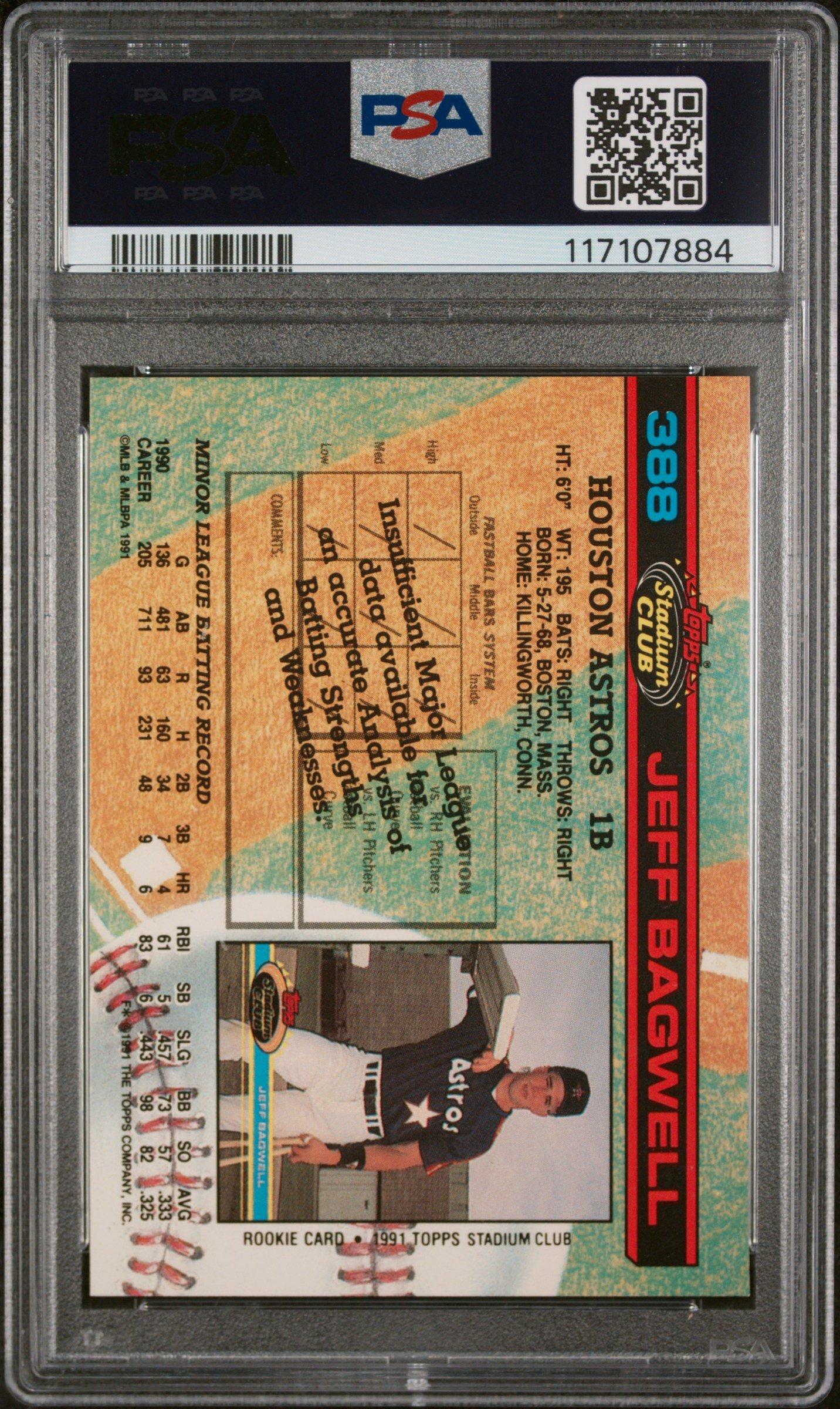 1991 Stadium Club 388 Jeff Bagwell PSA 9