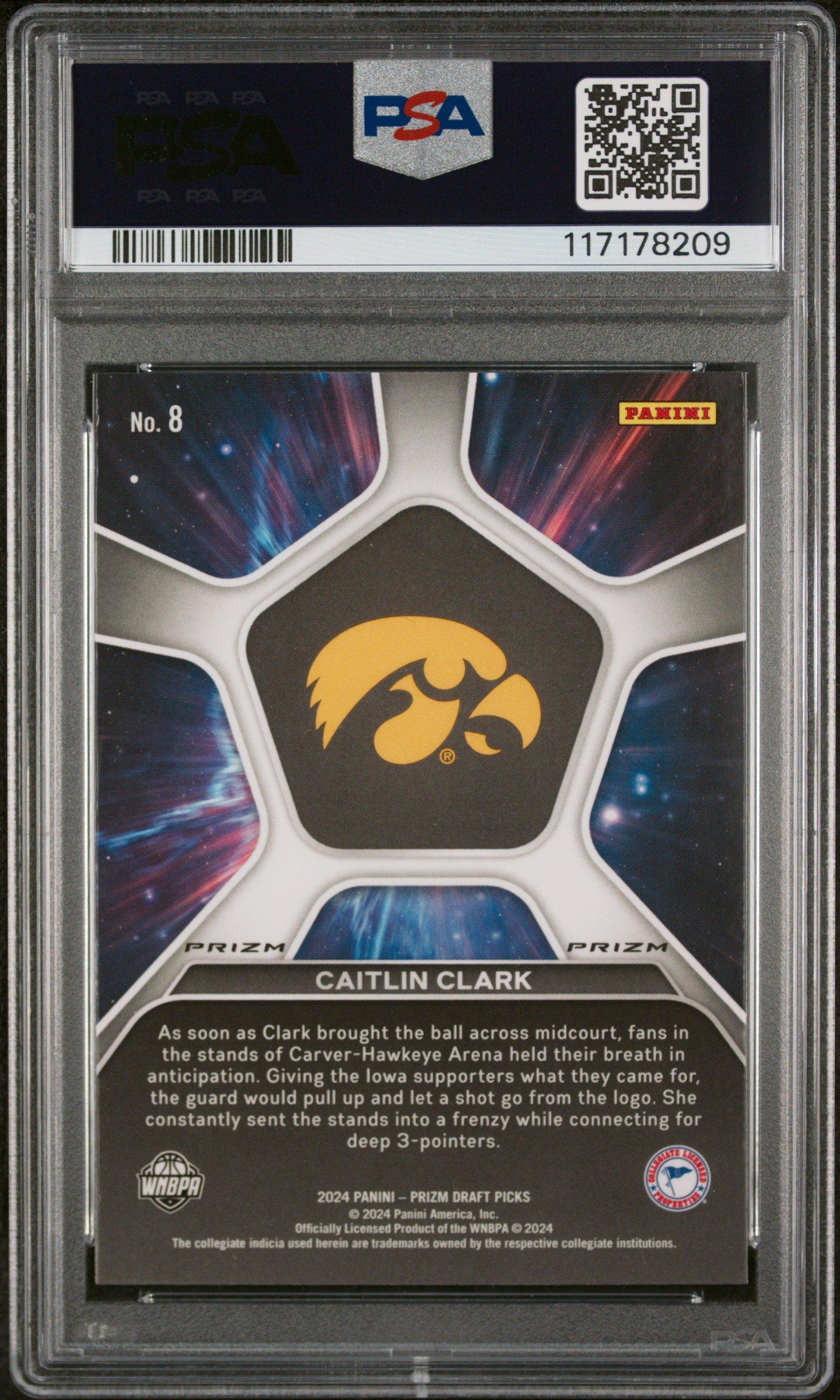 2024 Panini Prizm Draft Picks Deep Space 8 Caitlin Clark Silver Prizm PSA 10