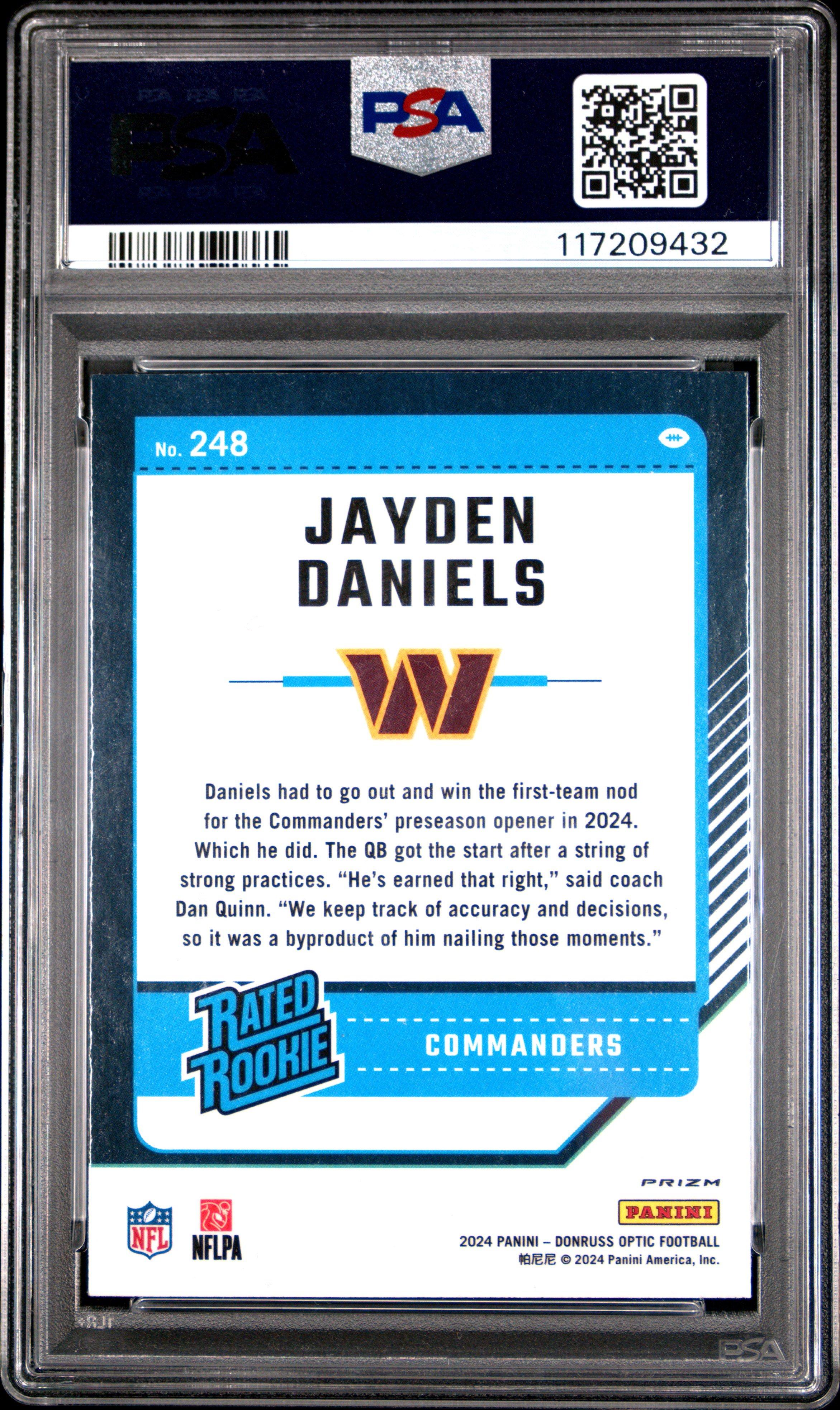 2024 Panini Donruss Optic 248 Jayden Daniels PSA