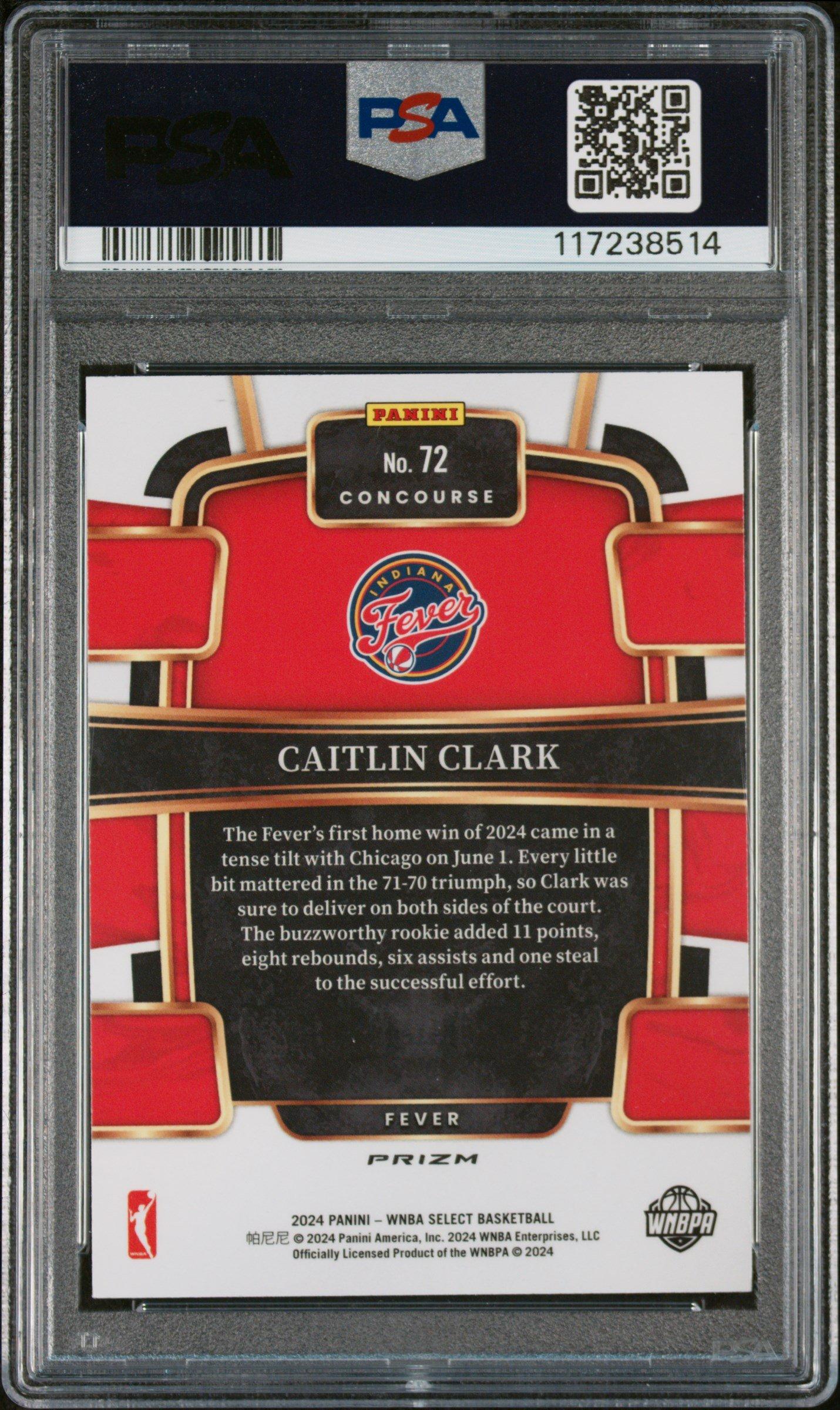 2024 Panini Select Wnba 72 Caitlin Clark Silver Prizm PSA 9