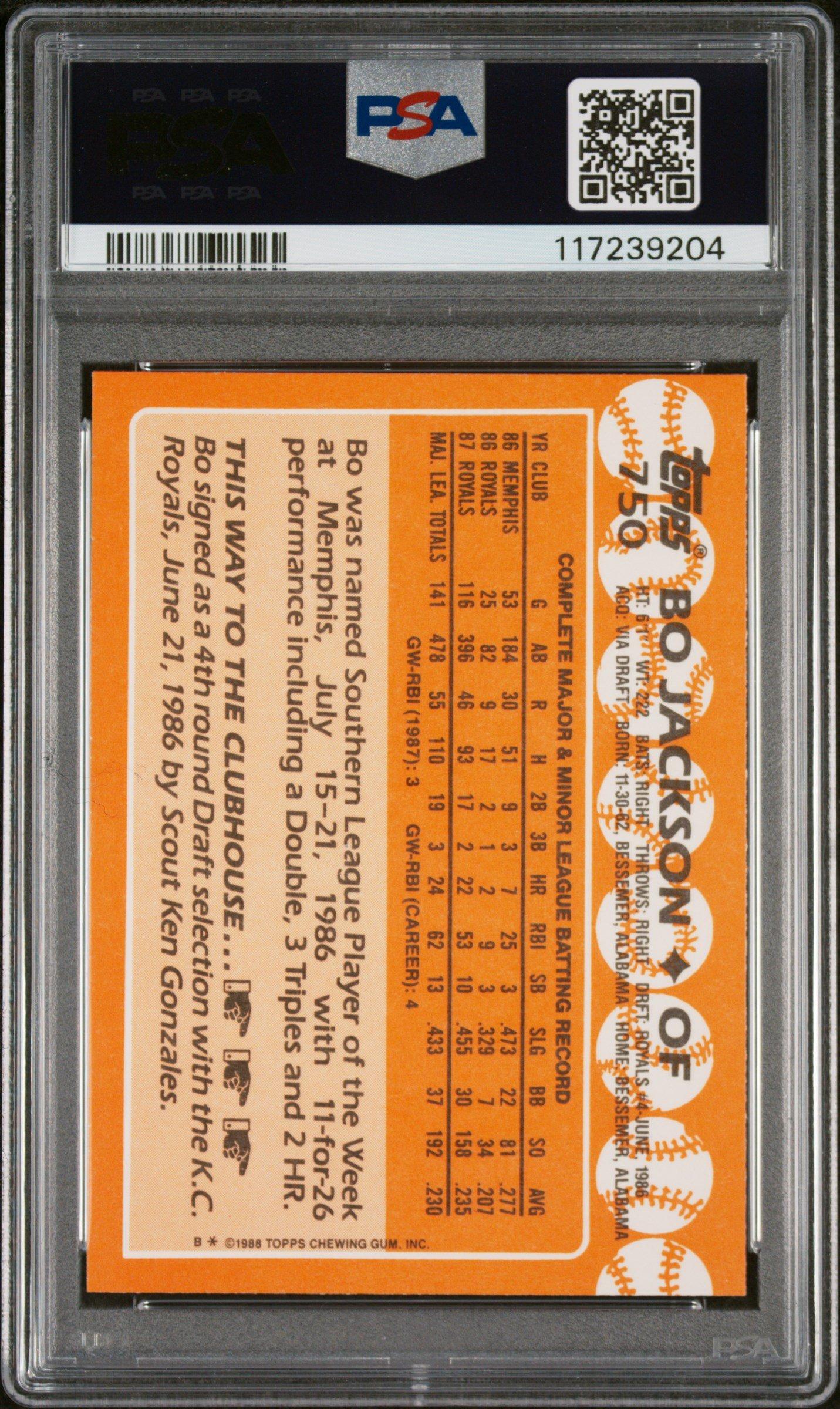 1988 Topps Tiffany 750 Bo Jackson PSA 9