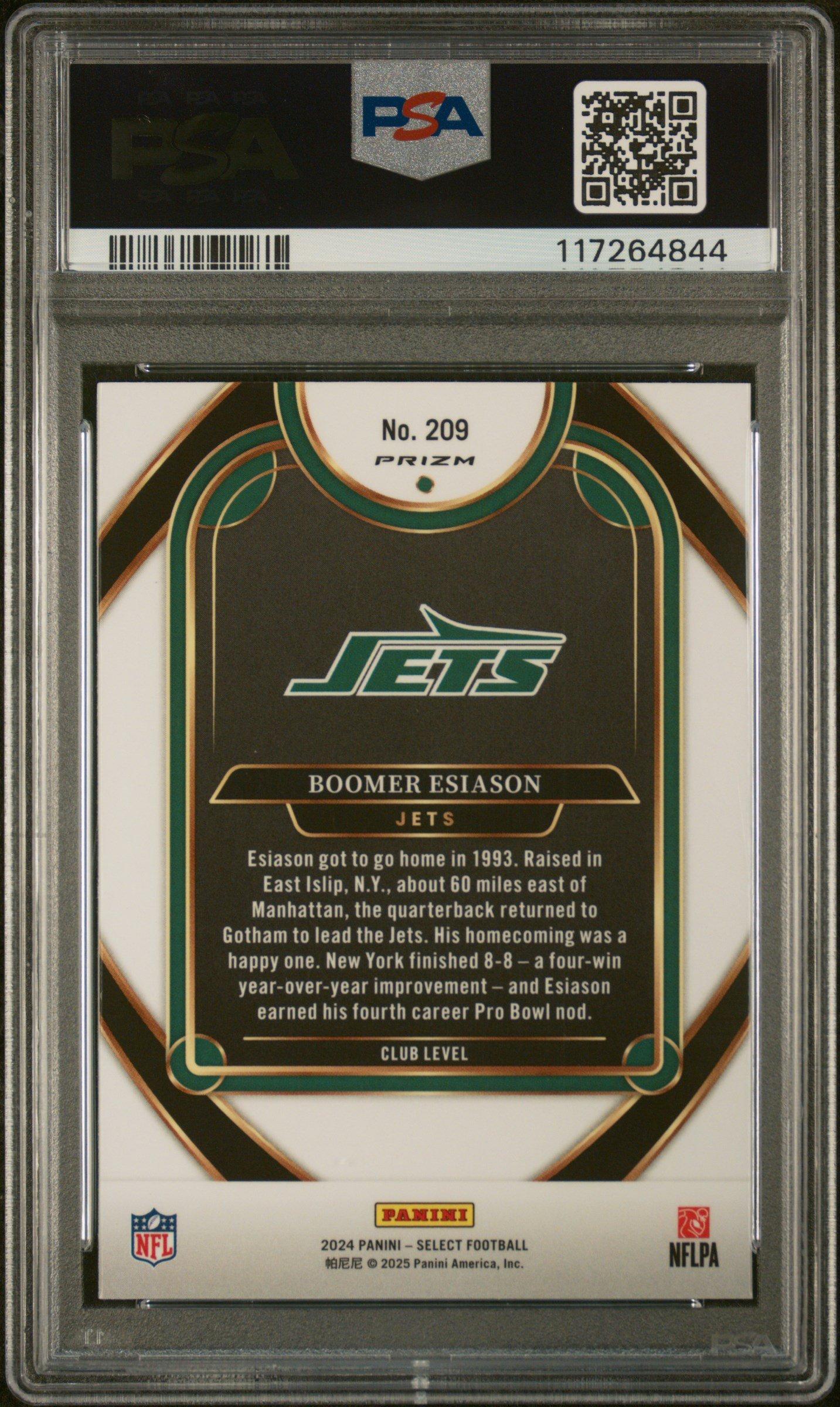 2024 Panini Select 209 Boomer Esiason Zebra Prizm PSA 8 Graded