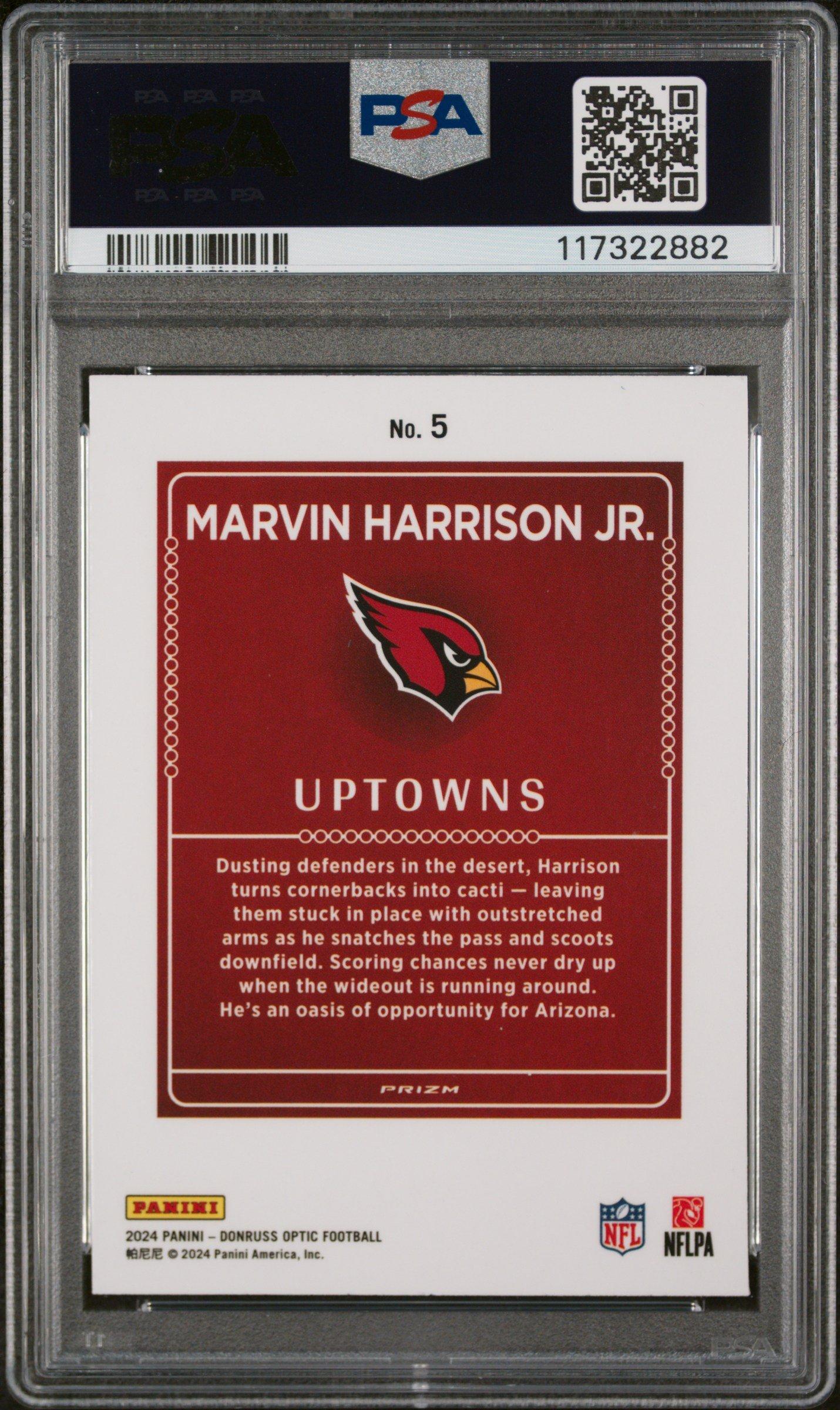 2024 Panini Donruss Optic Uptowns 5 Marvin Harrison Jr. PSA 9