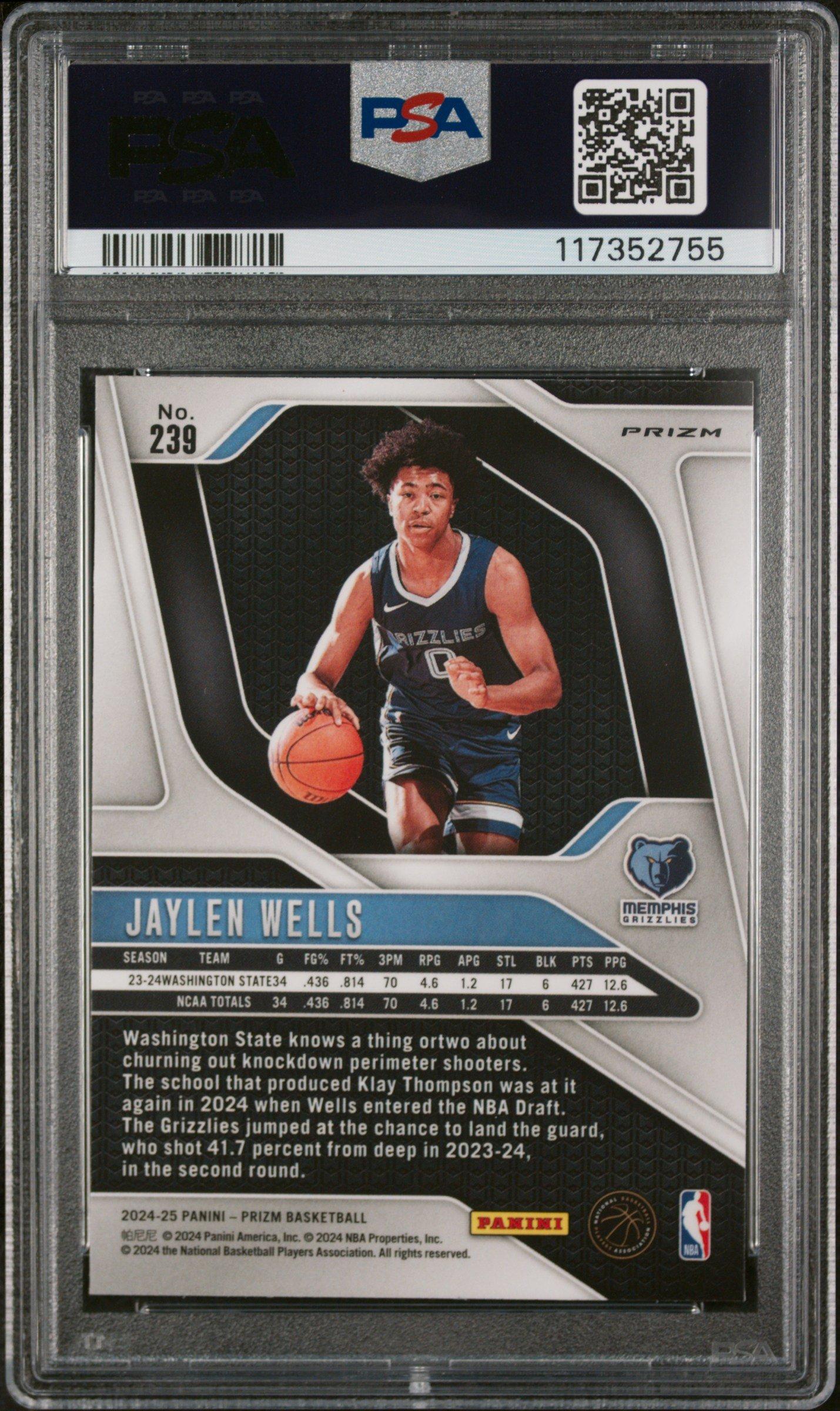 2024 Panini Prizm 239 Jaylen Wells Silver Prizm PSA 10
