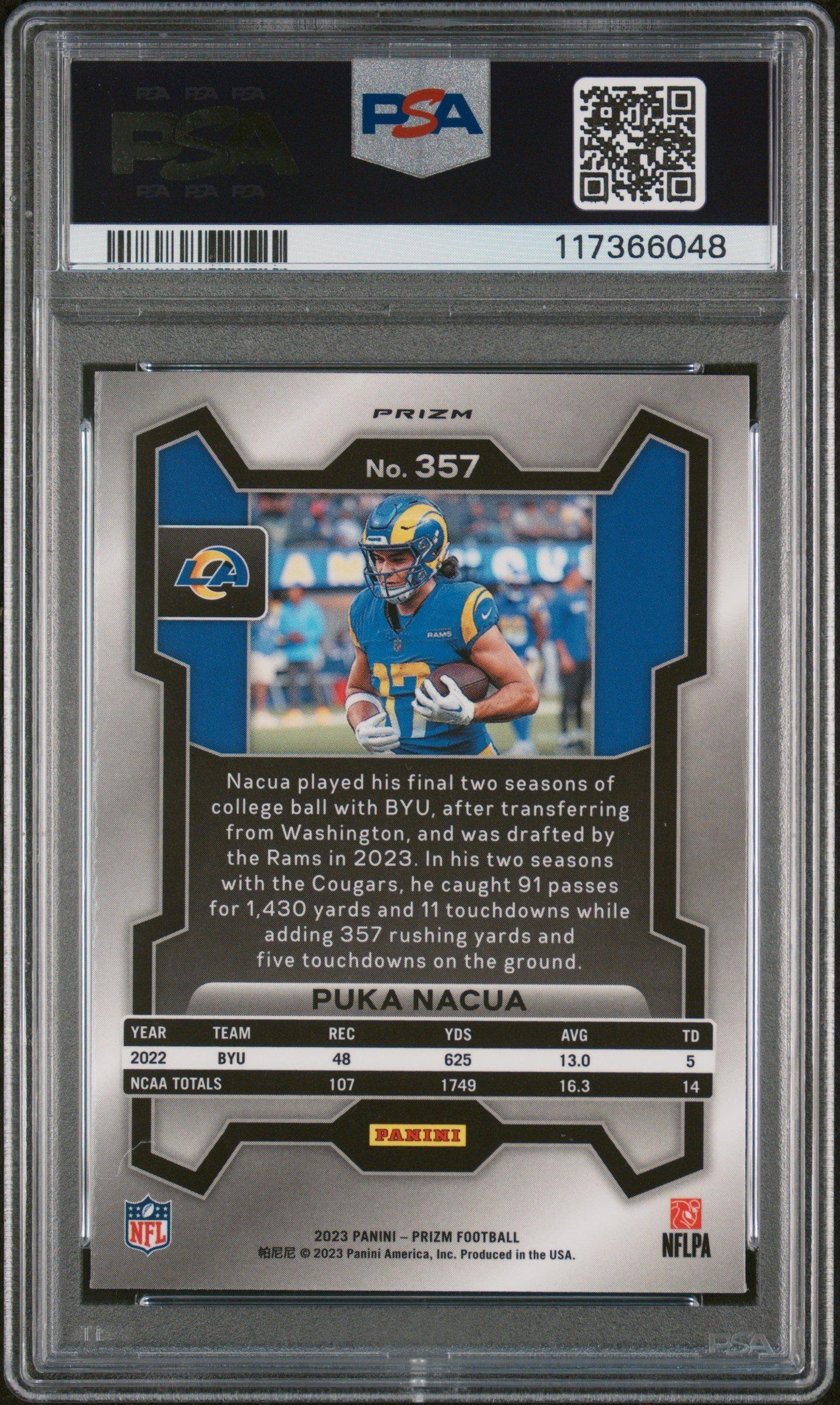 2023 Panini Prizm 357 Puka Nacua Lazer Prizm PSA