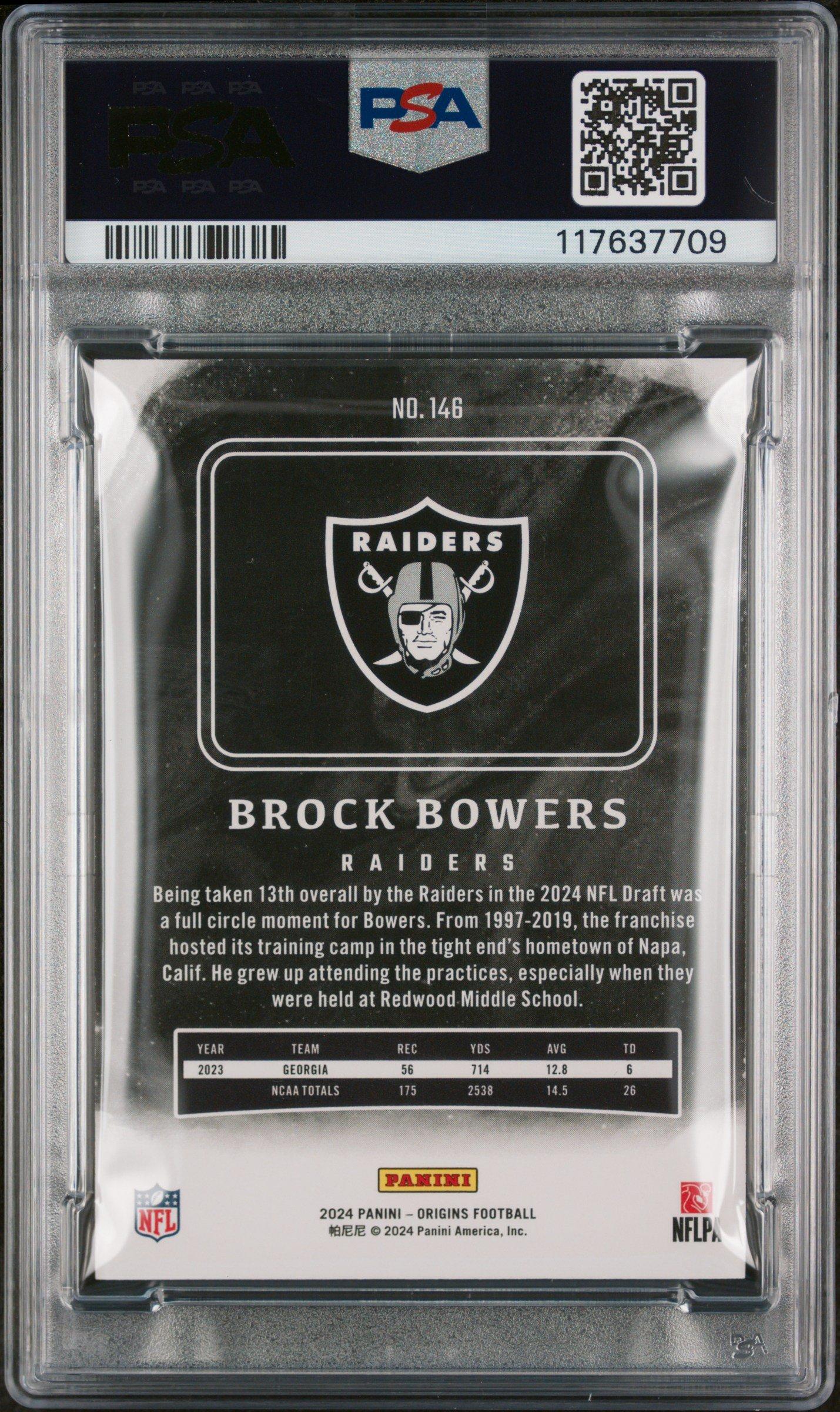 2024 Panini Origins 146 Brock Bowers PSA 8