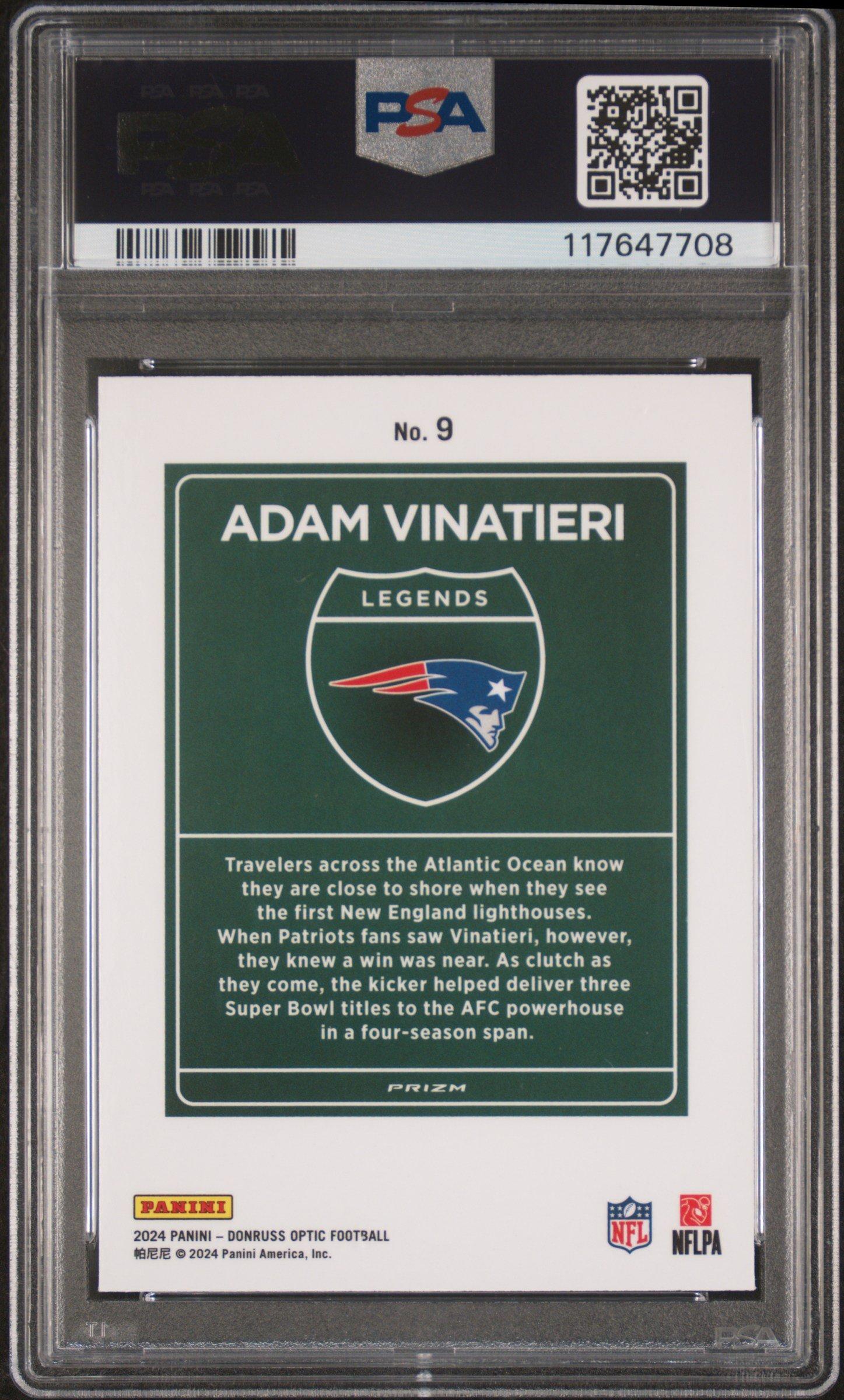 2024 Panini Donruss Optic Downtown Legends 9 Adam Vinatieri PSA 10