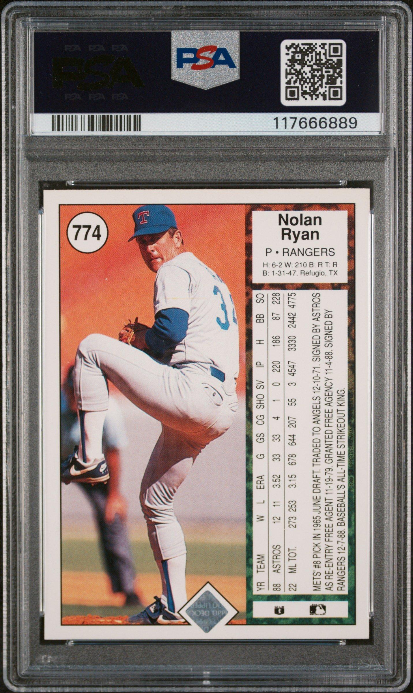 1989 Upper Deck 774 Nolan Ryan PSA 9