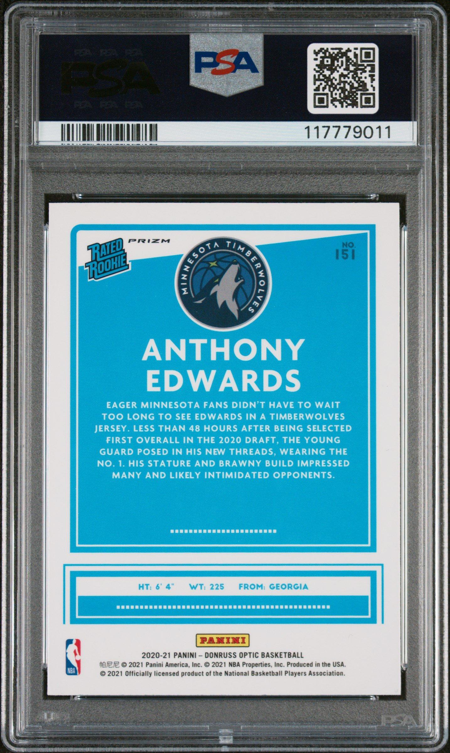 2020 Panini Donruss Optic 151 Anthony Edwards Green Pulsar PSA