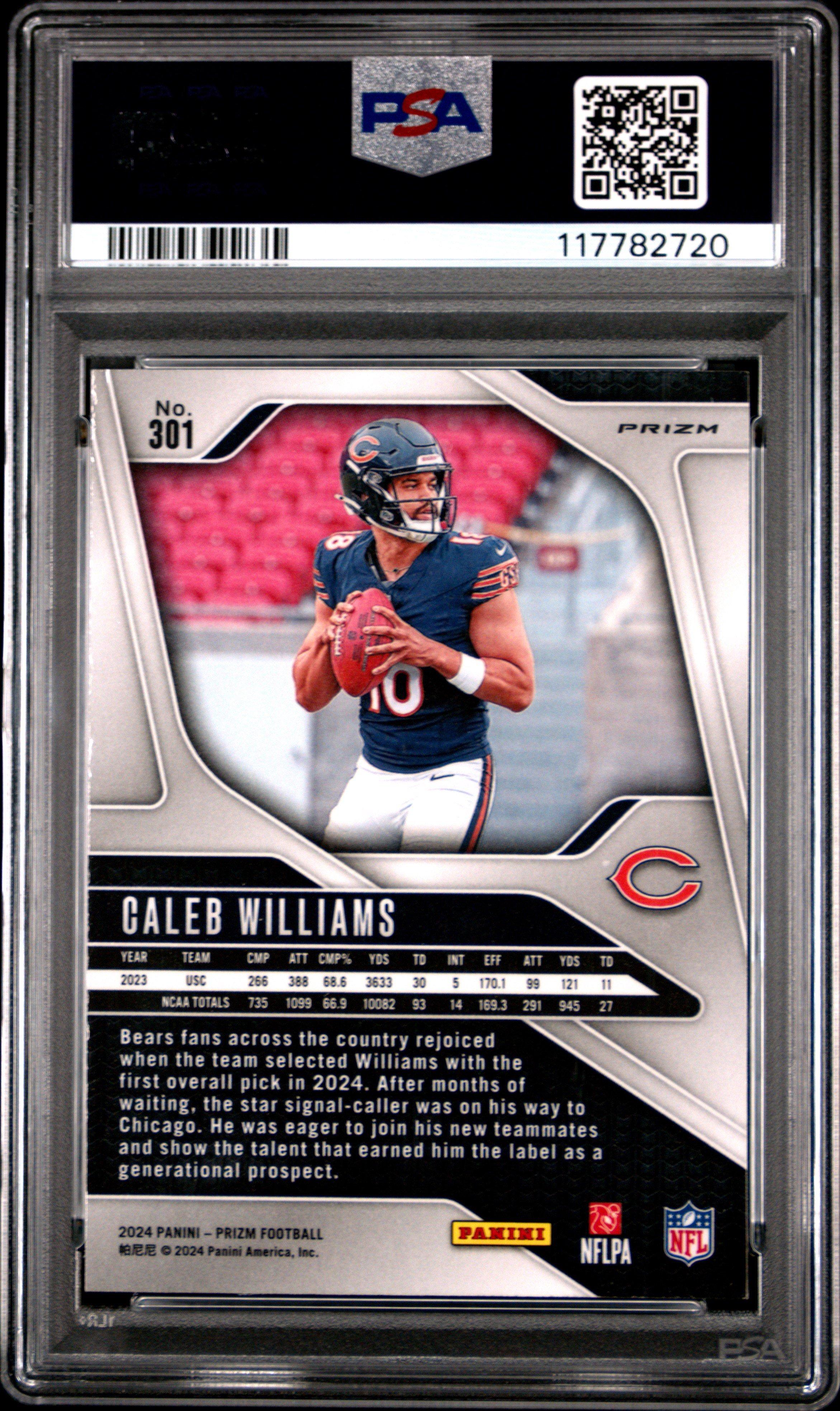 2024 Panini Prizm 301 Caleb Williams Red/white/blue Prizm PSA 9