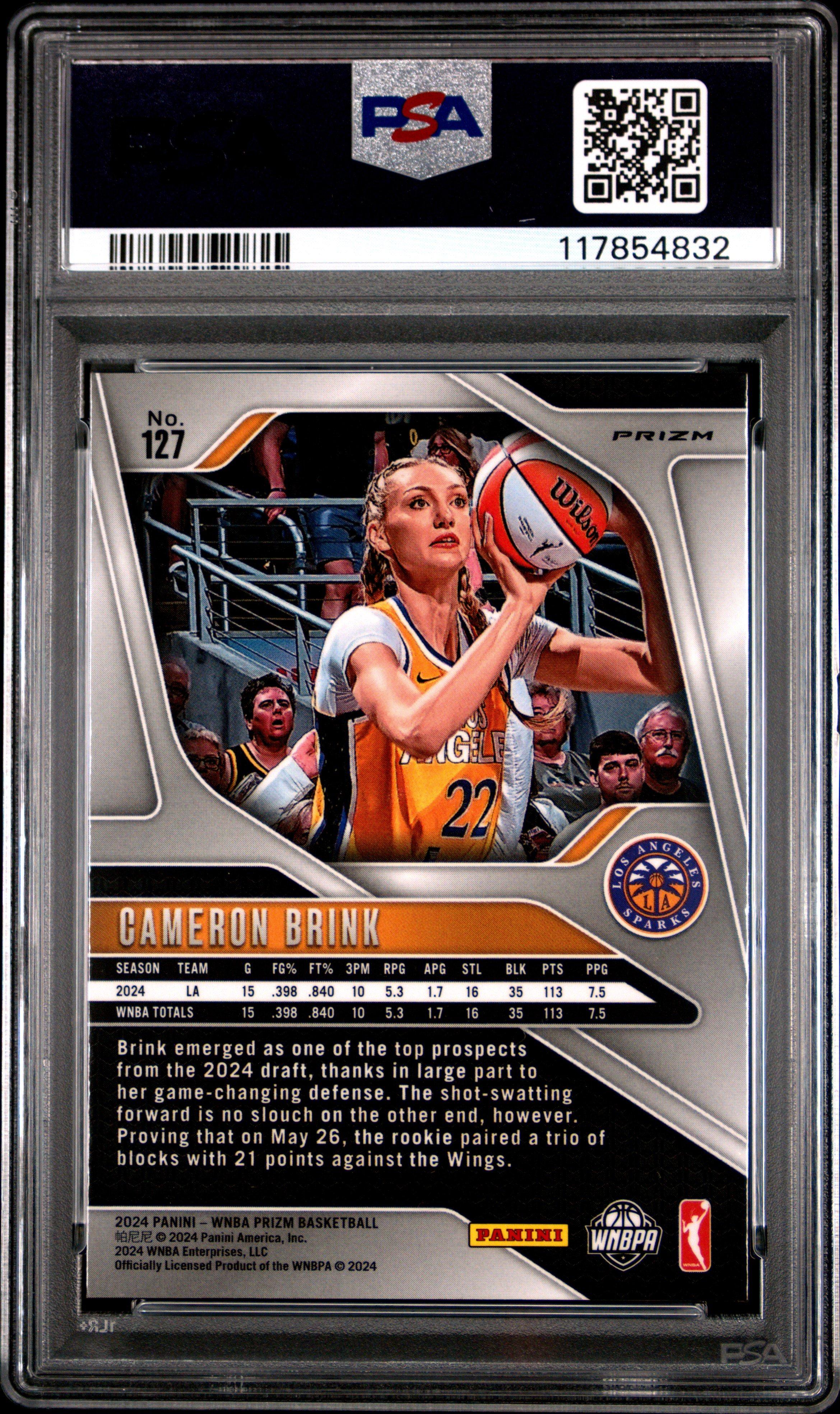 2024 Panini Prizm Wnba 127 Cameron Brink Ice PSA 9