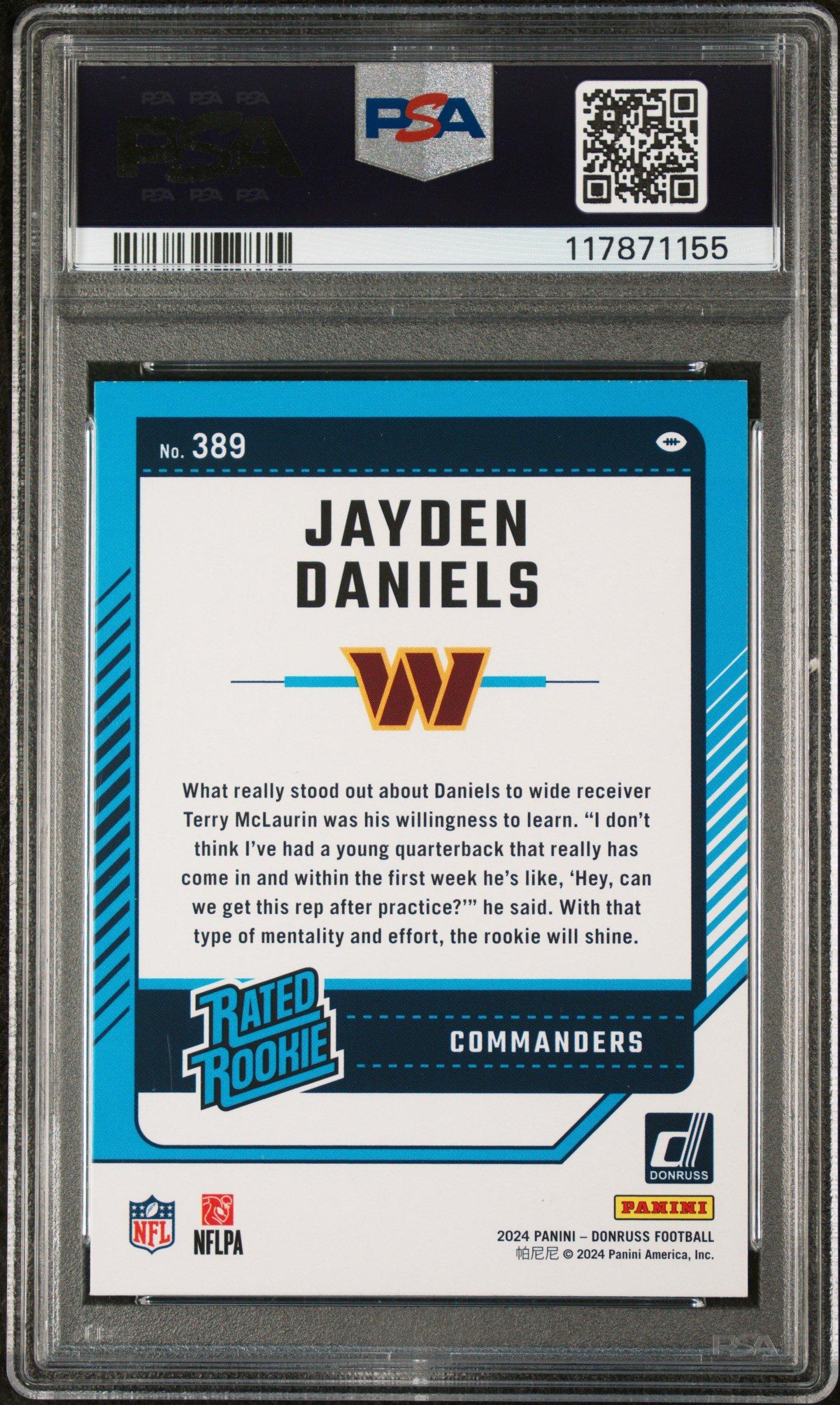 2024 Panini Donruss 389 Jayden Daniels Press Proof PSA 9