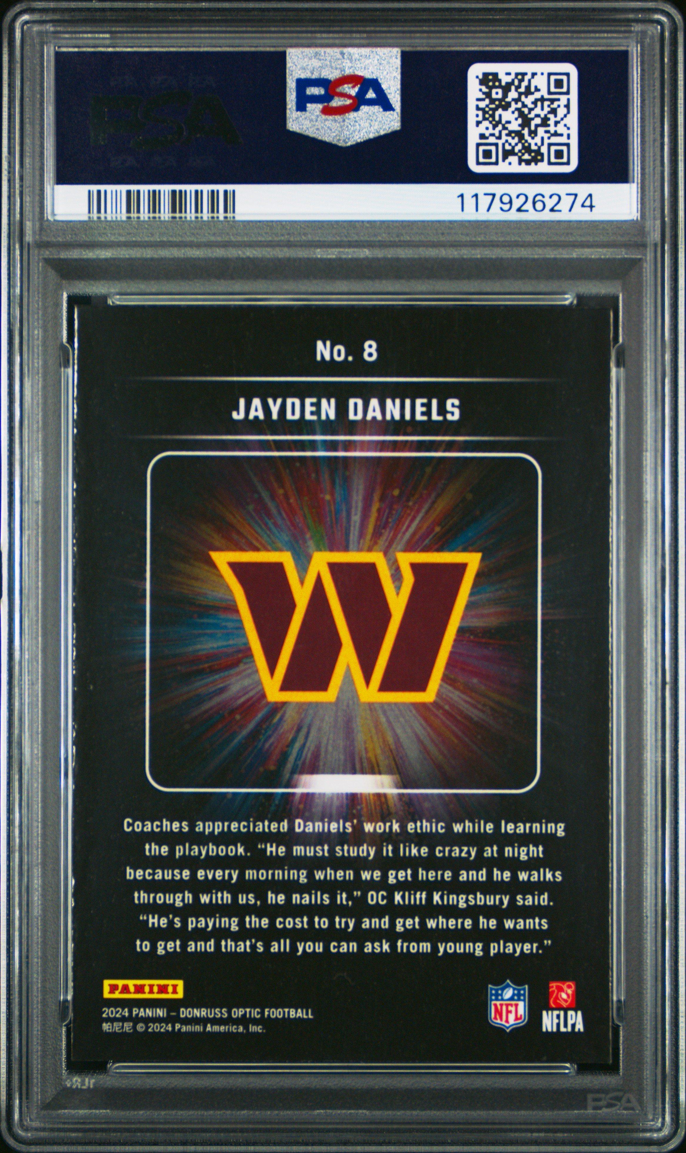 2024 Panini Donruss Optic Light It Up 8 Jayden Daniels PSA 10