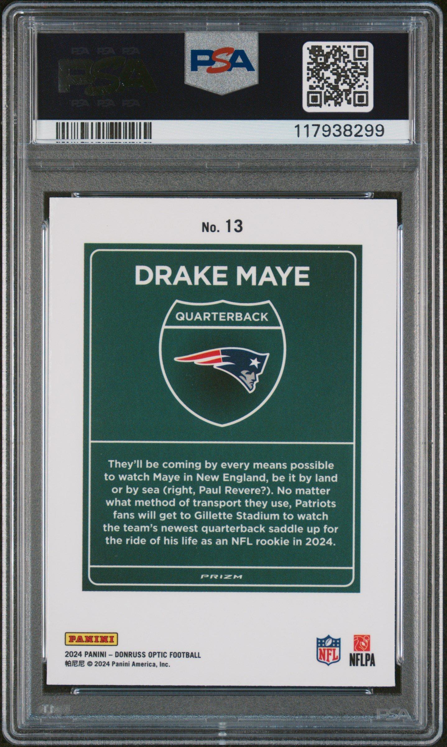 2024 Panini Donruss Optic Downtown! 13 Drake Maye PSA 9