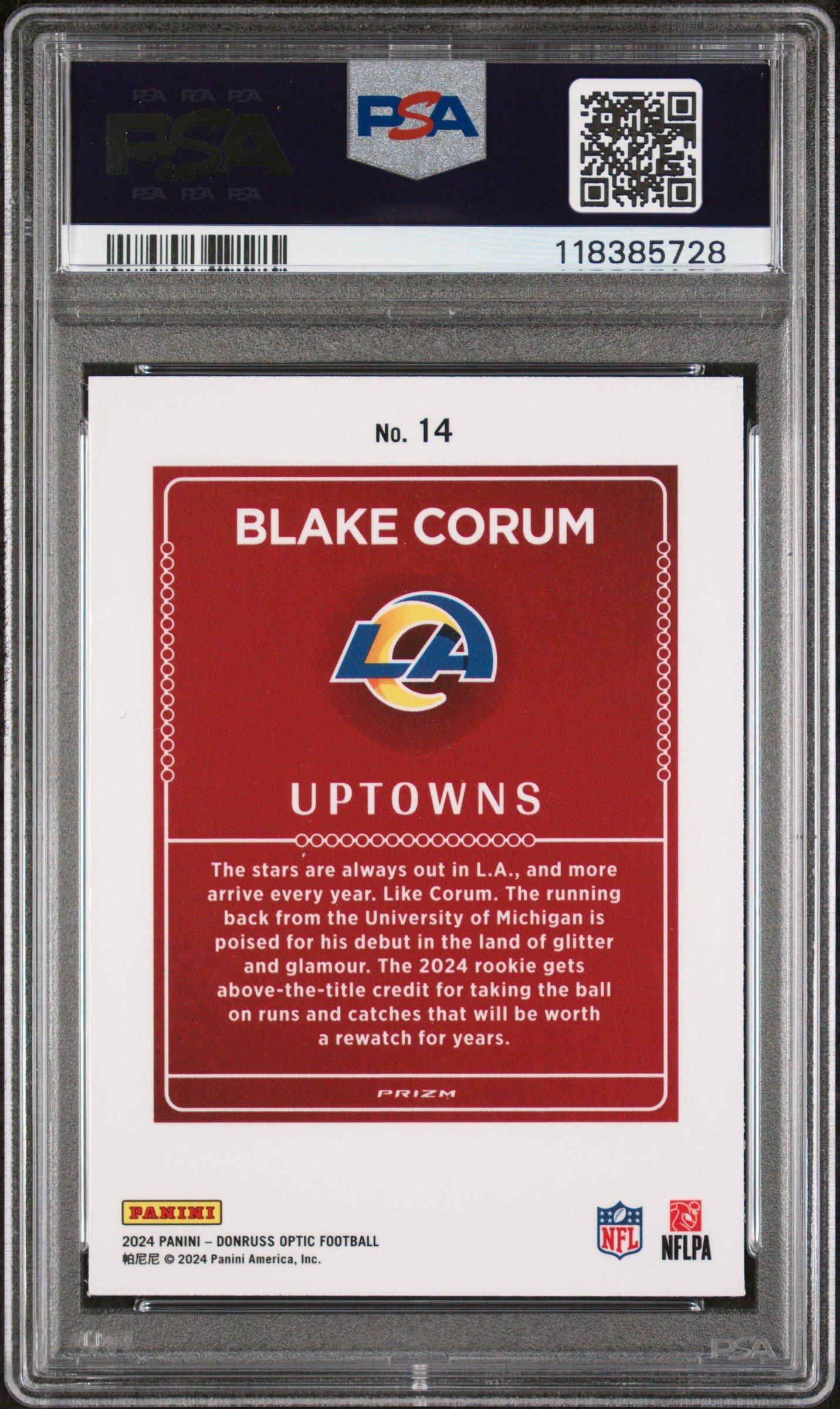 2024 Panini Donruss Optic Uptowns 14 Blake Corum PSA 9