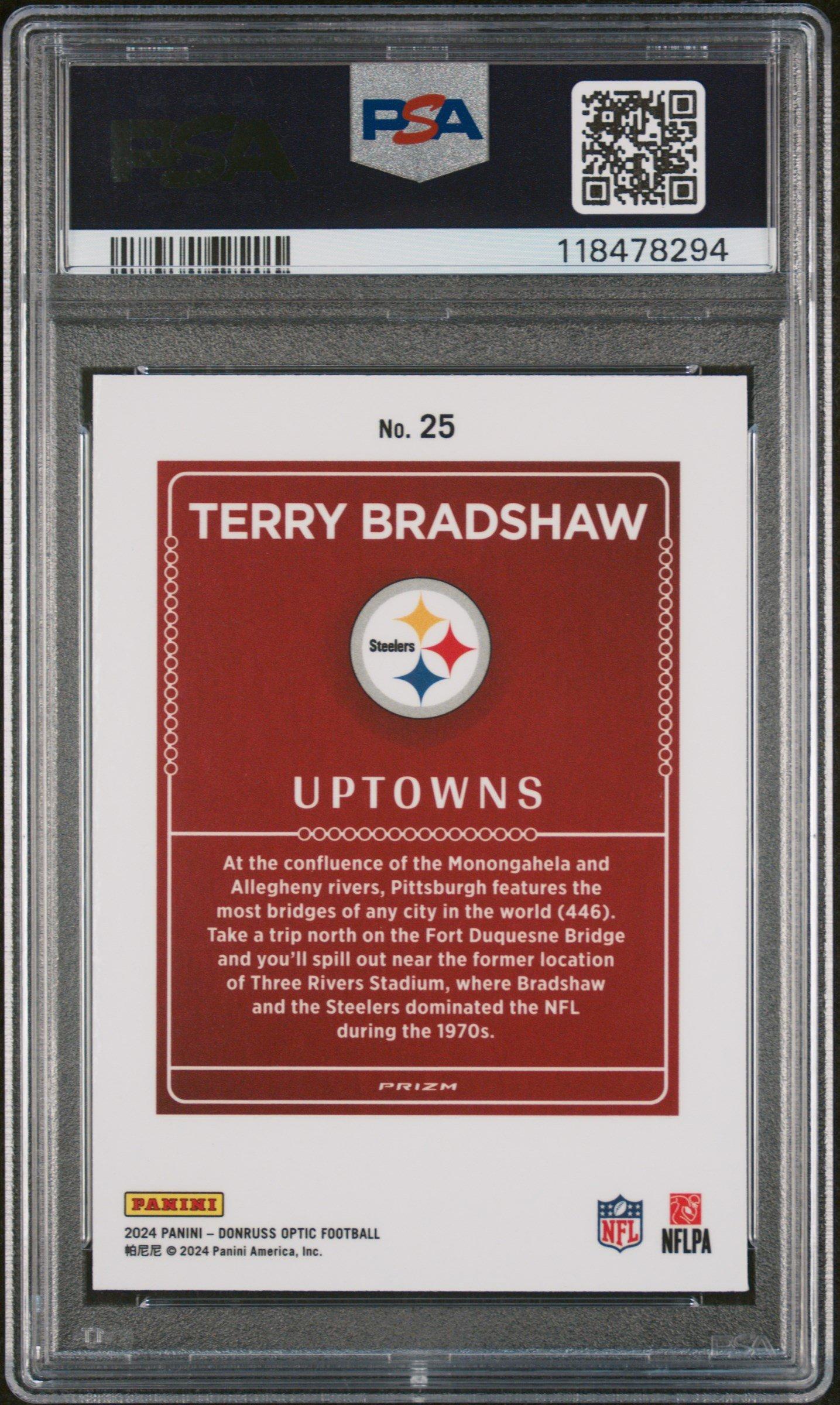 2024 Panini Donruss Optic Uptowns 25 Terry Bradshaw PSA 10