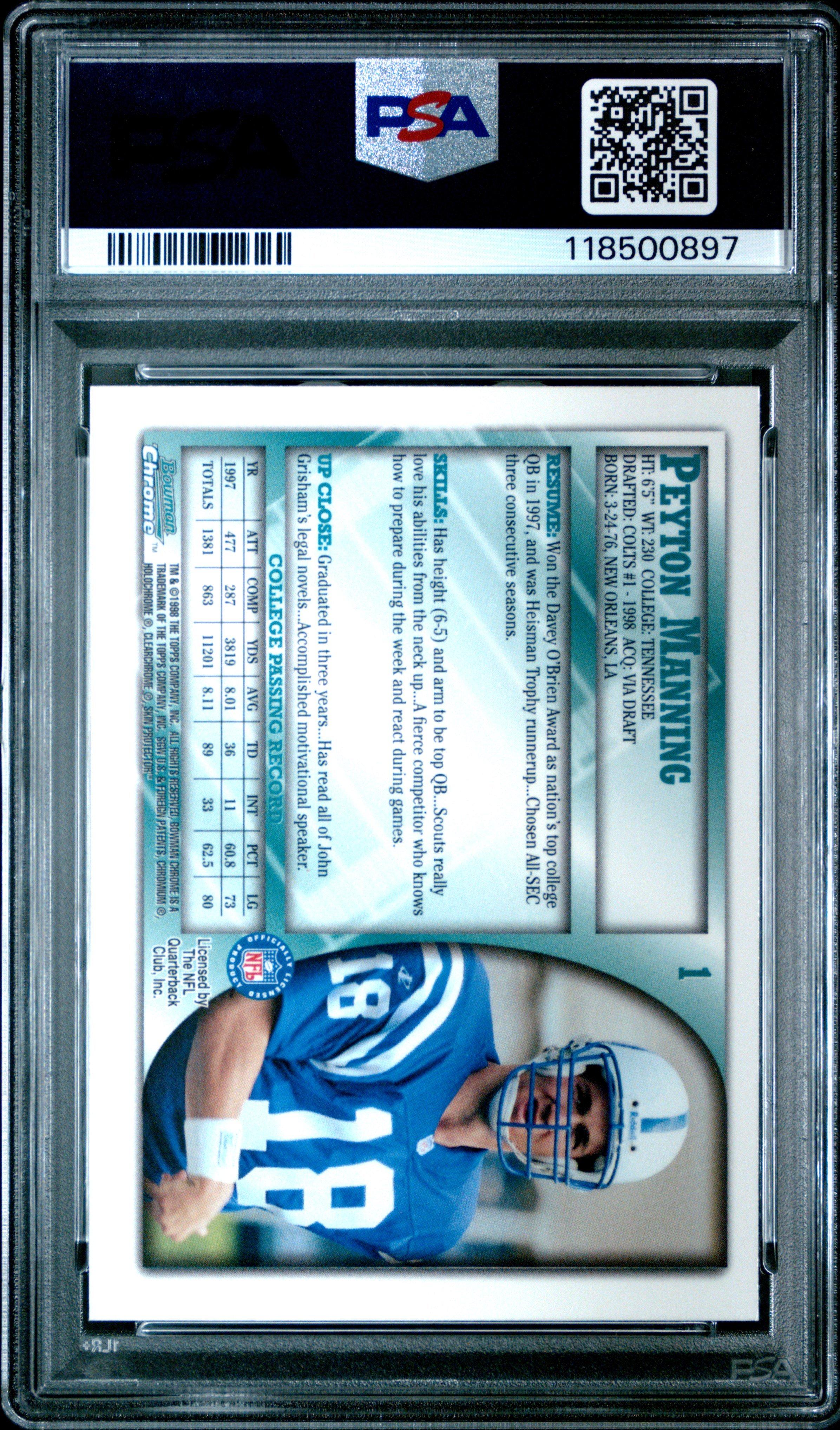 1998 Bowman Chrome 1 Peyton Manning PSA