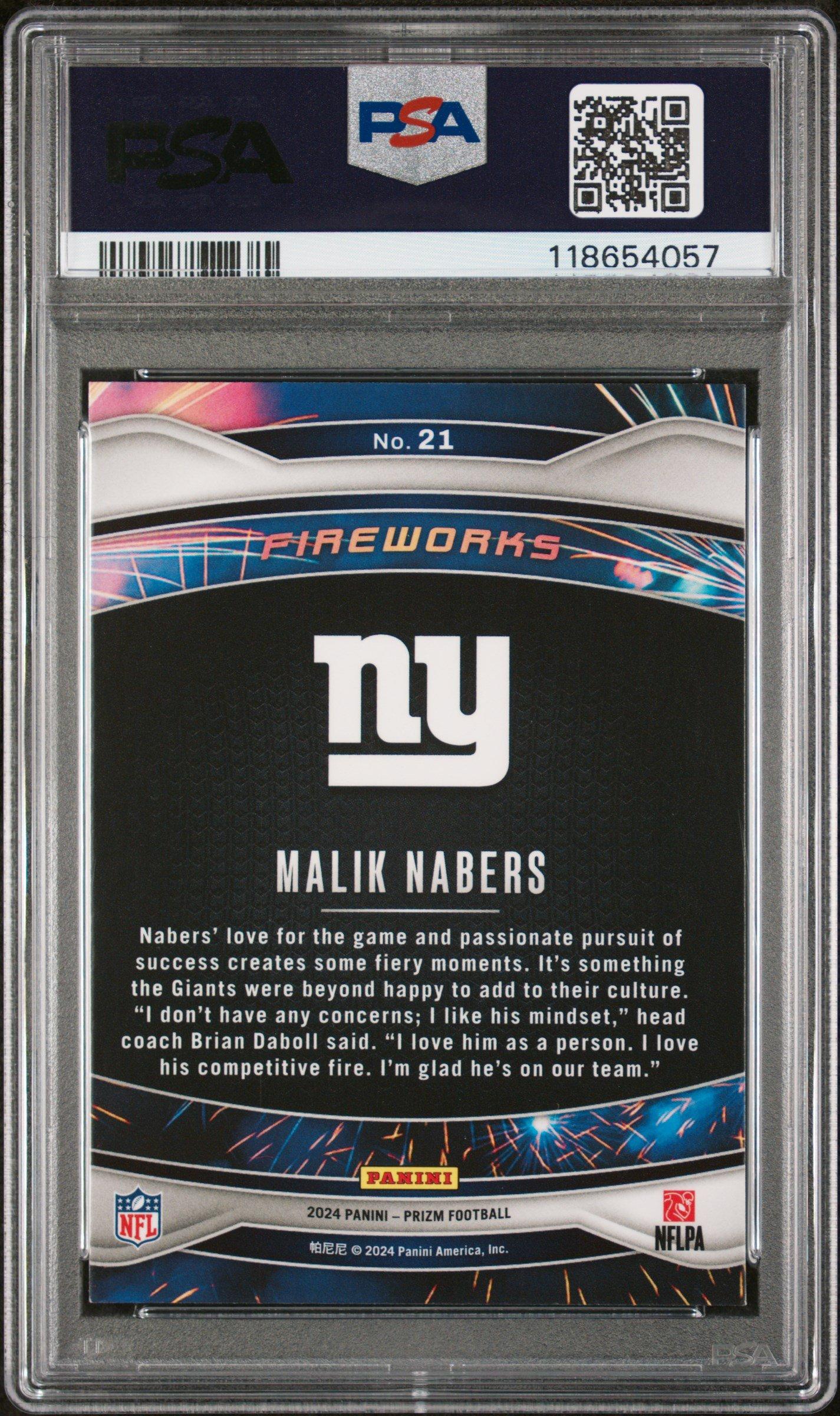 2024 Panini Prizm Fireworks 21 Malik Nabers PSA 9