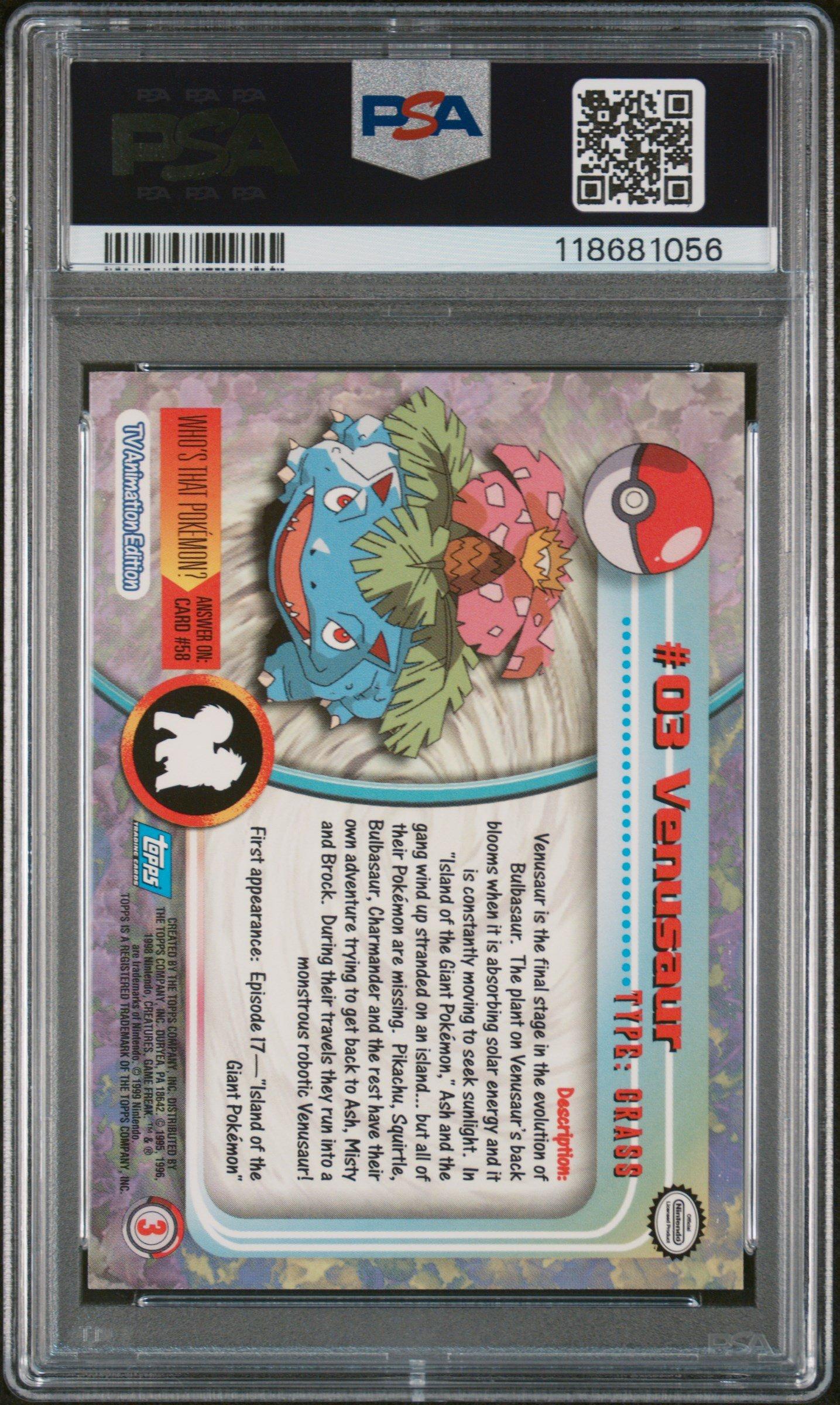 1999 Topps Pokemon Tv 3 Venusaur PSA