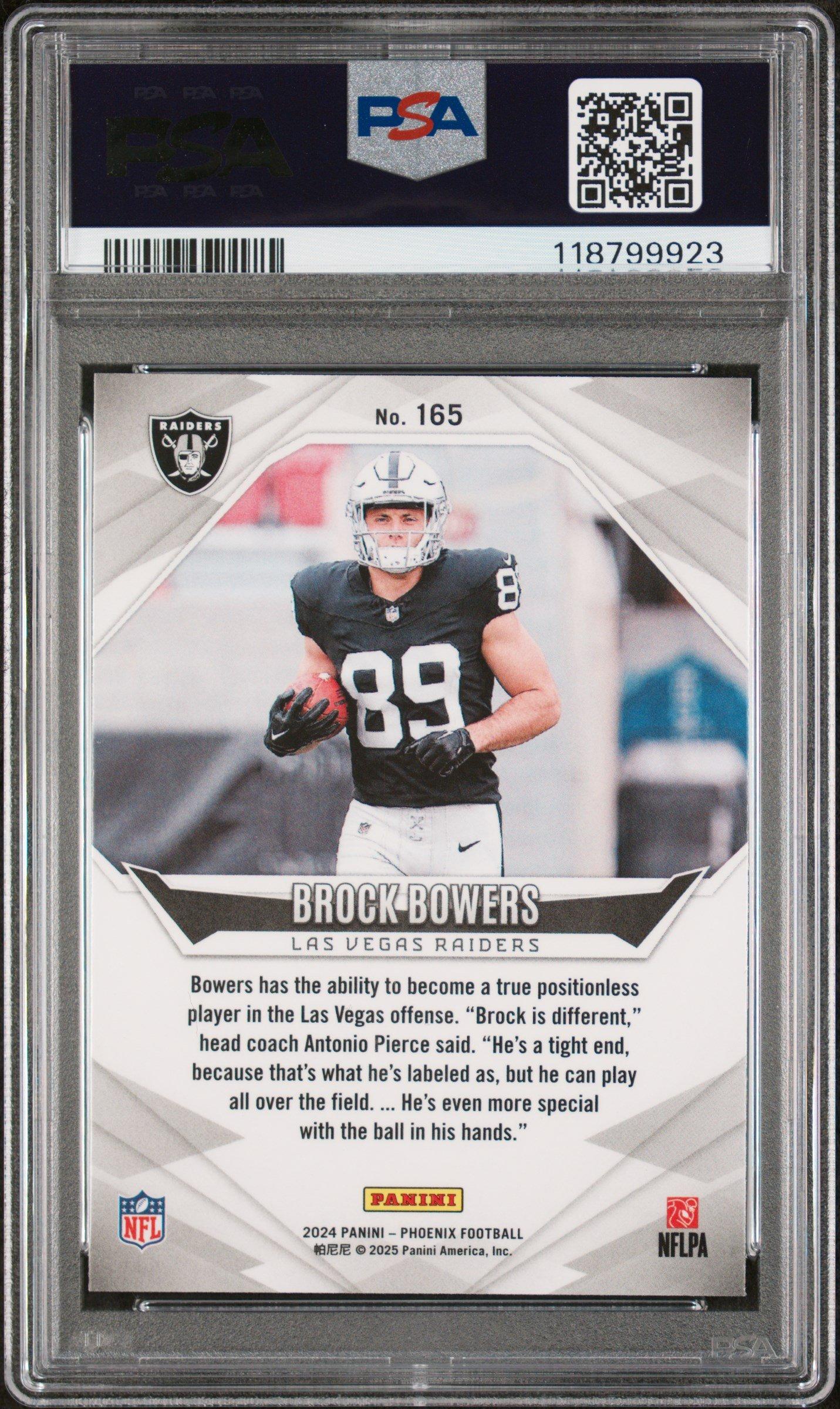 2024 Panini Phoenix 165 Brock Bowers Purple Fade PSA 10