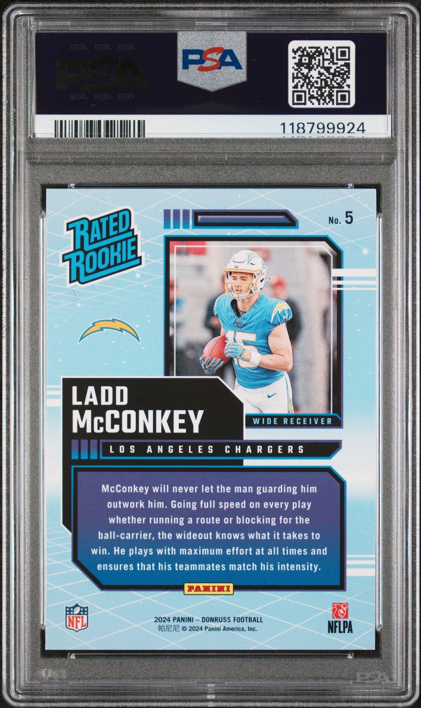 2024 Panini Donruss Rated Rookies Retro 5 Ladd Mcconkey PSA 9