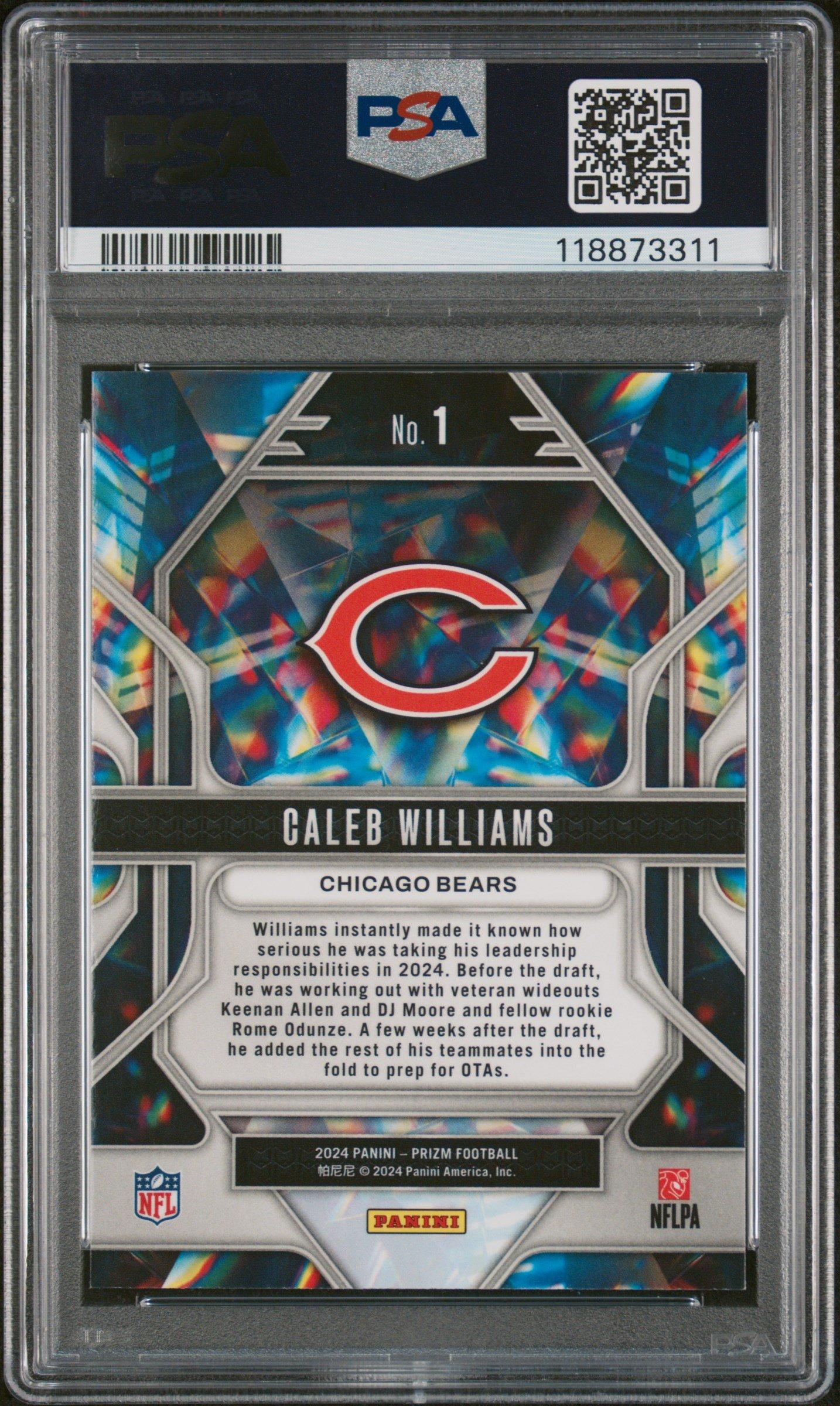 2024 Panini Prizm Prizmatic 1 Caleb Williams PSA 10 Graded Card