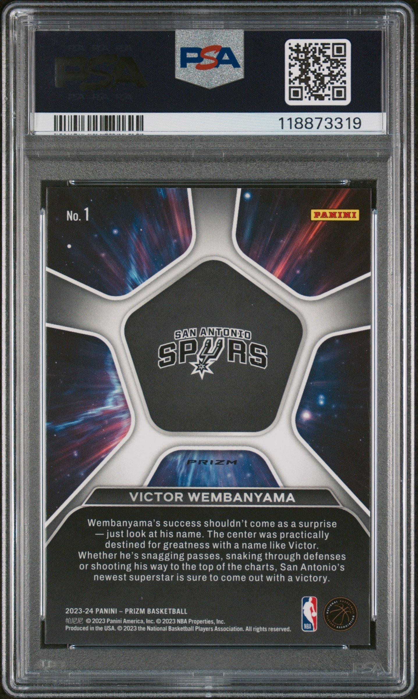 2023 Panini Prizm Deep Space 1 Victor Wembanyama Green Prizm PSA 10