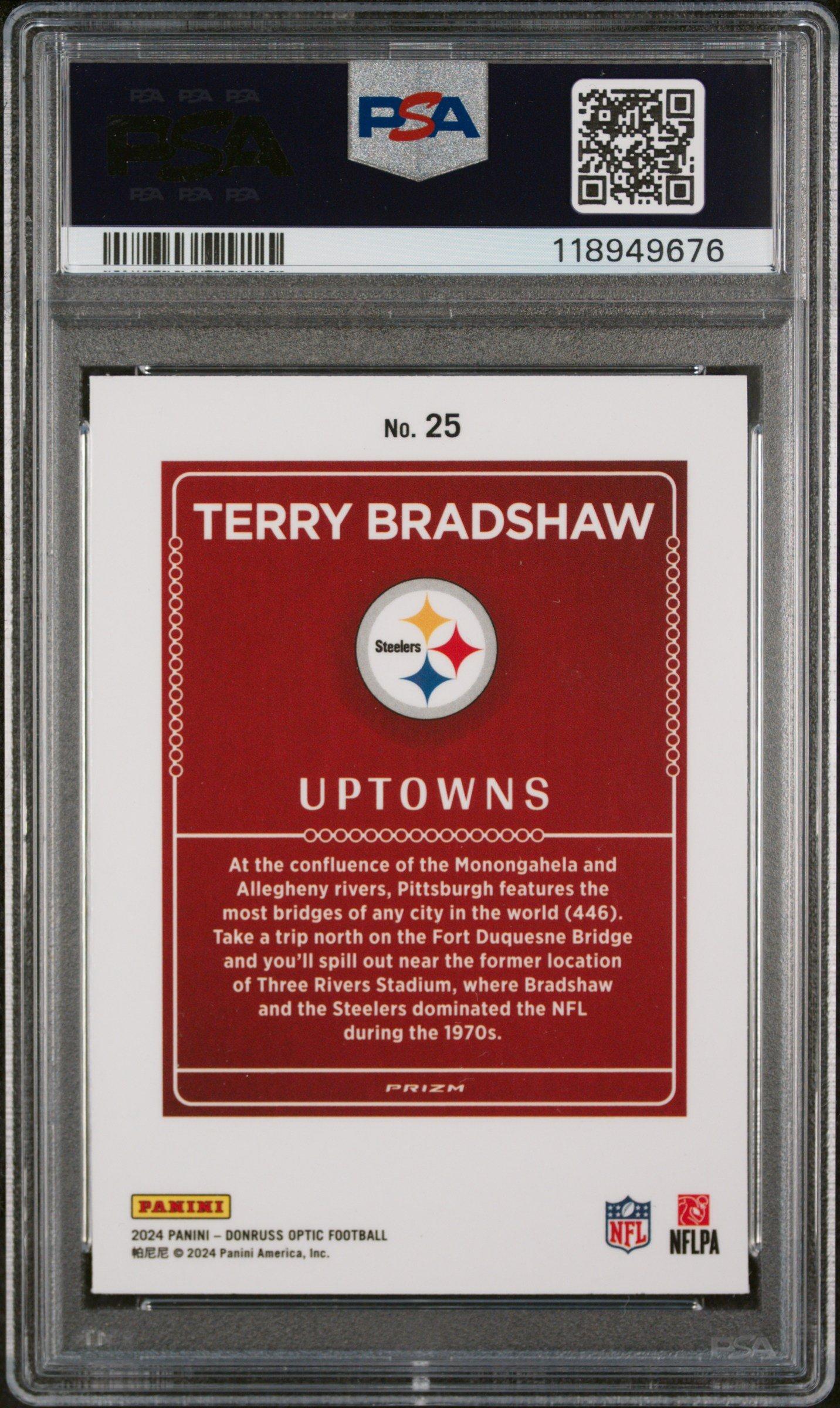 2024 Panini Donruss Optic Uptowns 25 Terry Bradshaw PSA 9