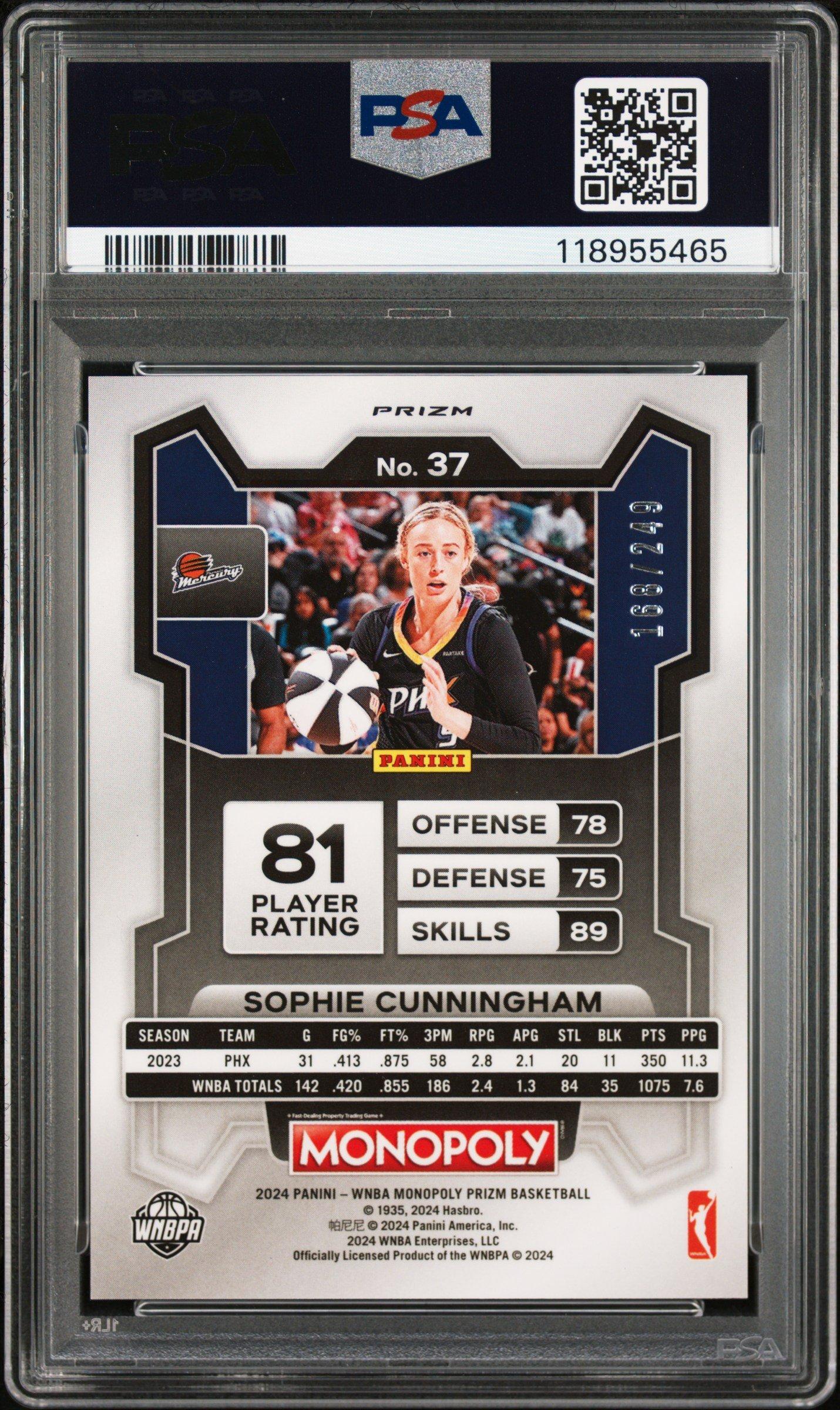 2024 Panini Prizm Monopoly Wnba 37 Sophie Cunningham Brown Prizm