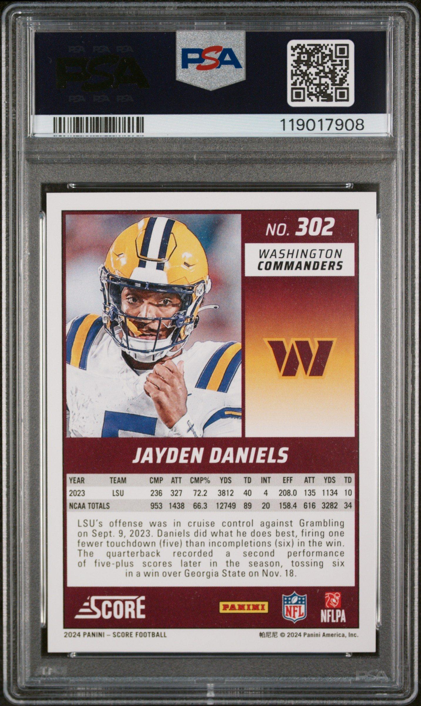 2024 Panini Score 302 Jayden Daniels Red PSA 9