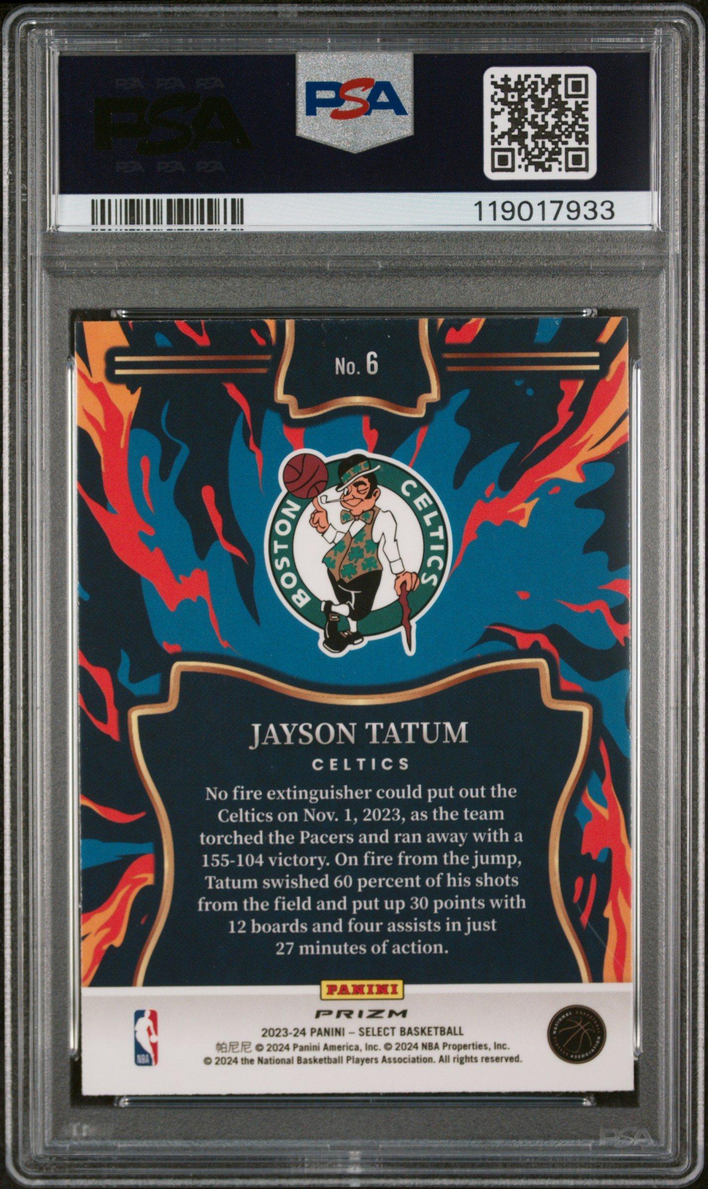 2023 Panini Select En Fuego 6 Jayson Tatum Silver Prizm PSA 10