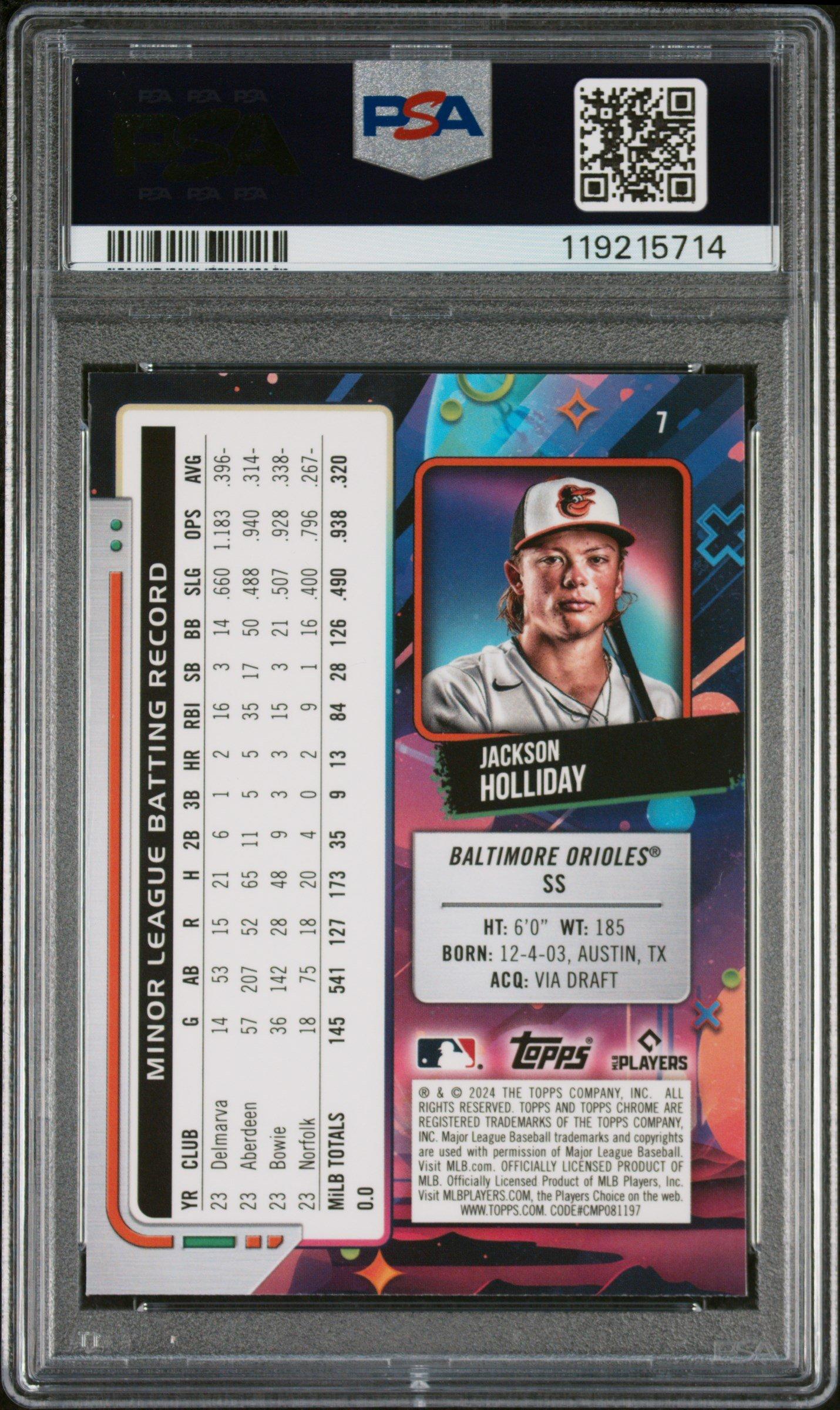 2024 Topps Chrome Cosmic 7 Jackson Holliday PSA 10