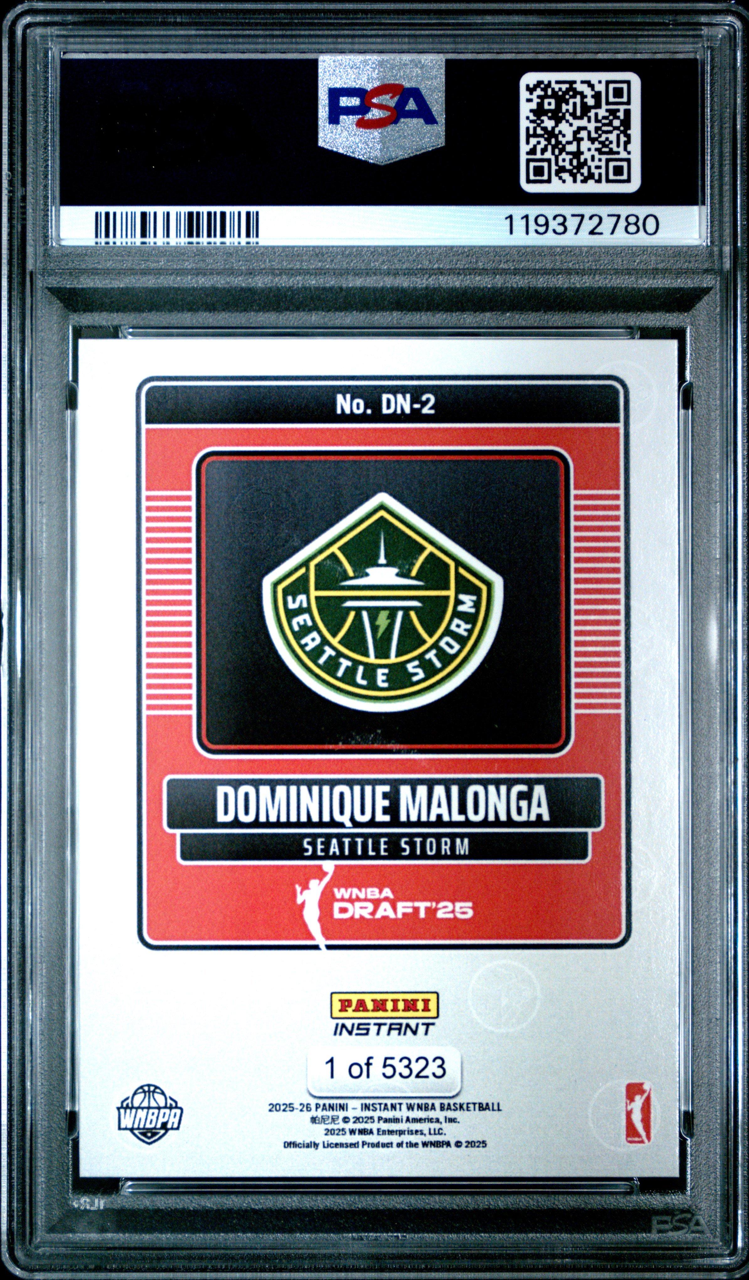 2025 Panini Instant Wnba Draft Night Dn2 Dominique Malonga PSA 10