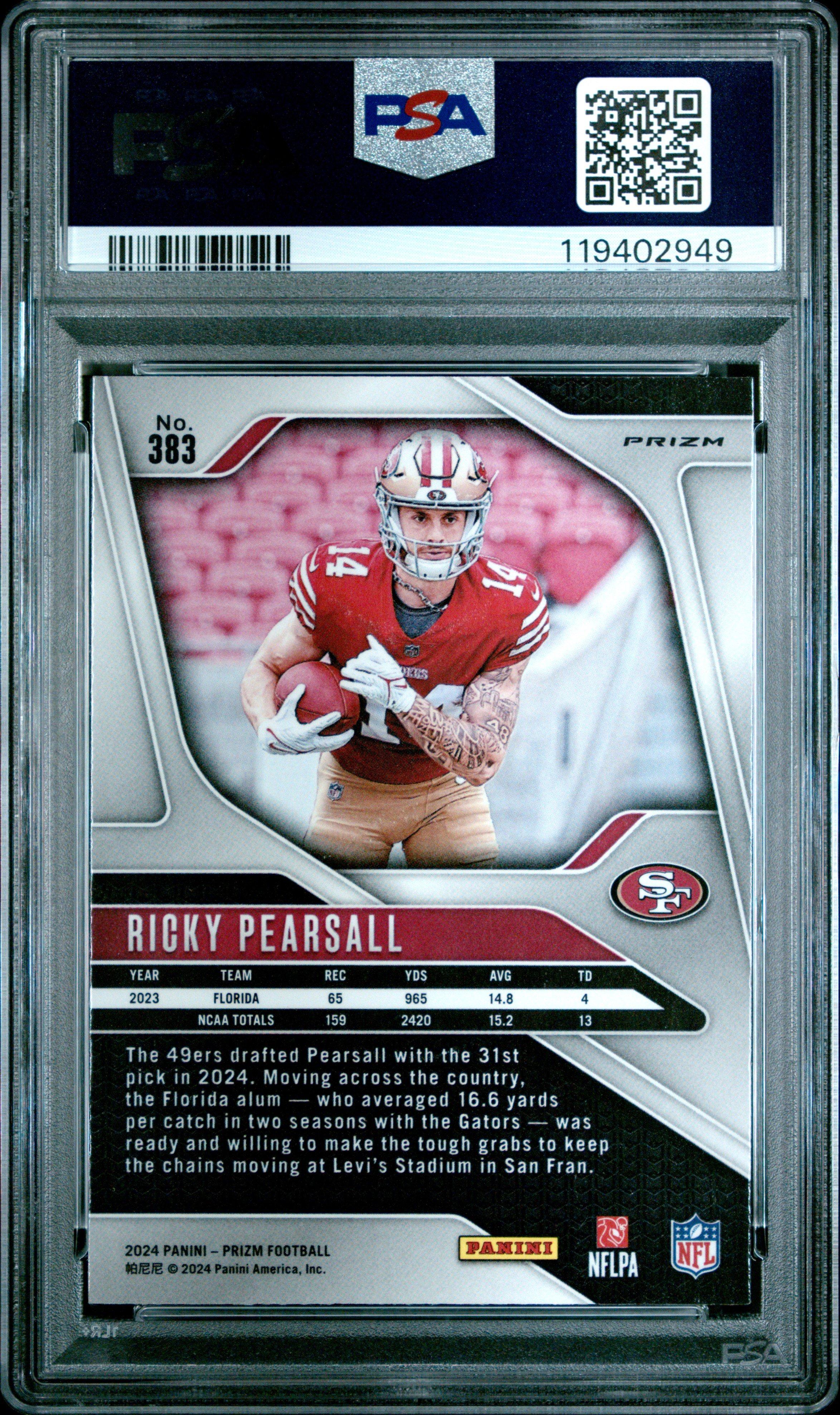 2024 Panini Prizm 383 Ricky Pearsall Silver Prizm PSA 10