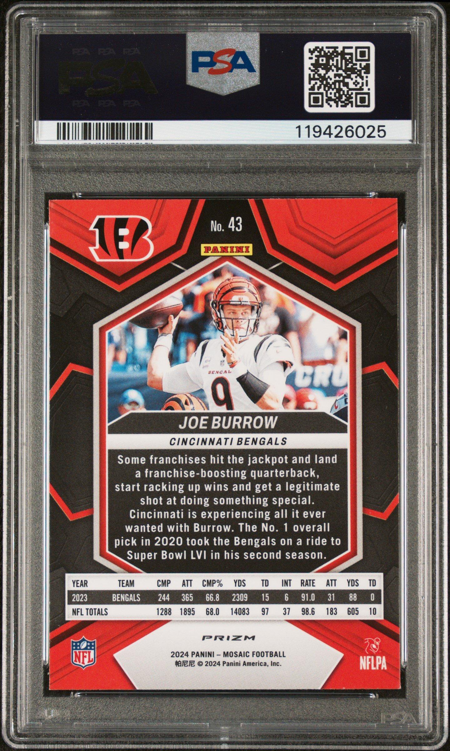2024 Panini Mosaic 43 Joe Burrow Honeycomb PSA 8