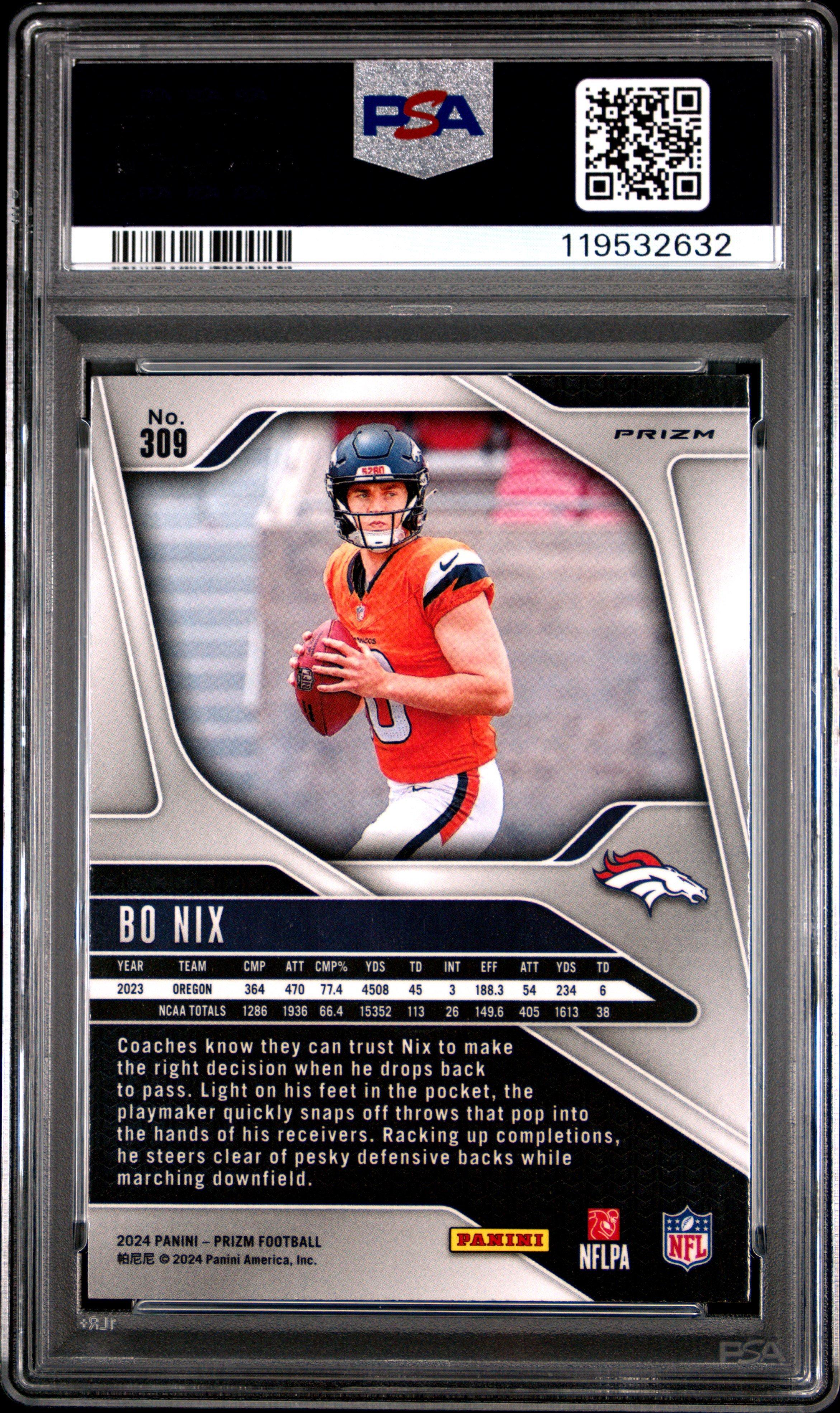 2024 Panini Prizm 309 Bo Nix Pink Wave PSA 10 Graded Card | GameStop