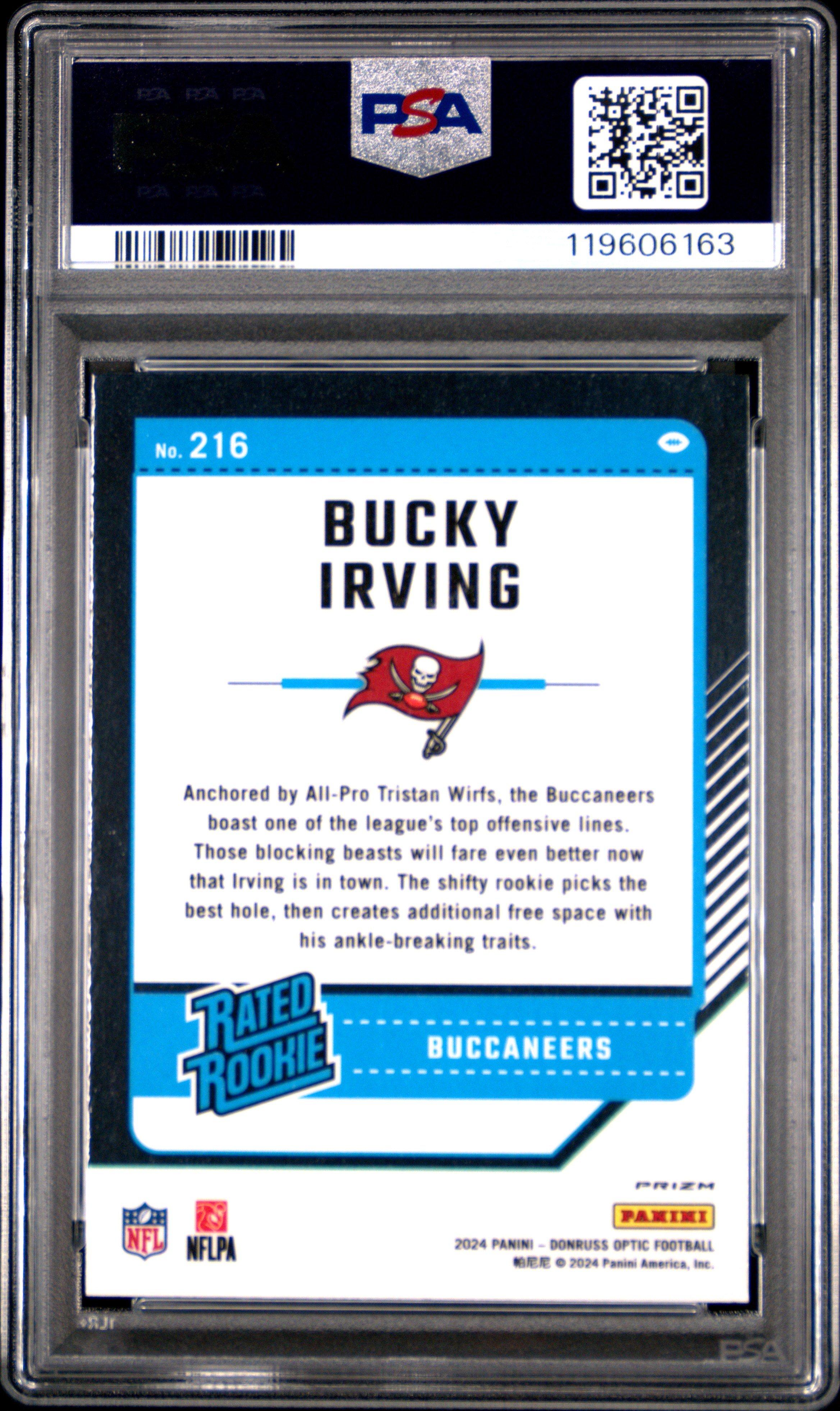 2024 Panini Donruss Optic 216 Bucky Irving Red Hyper PSA 10