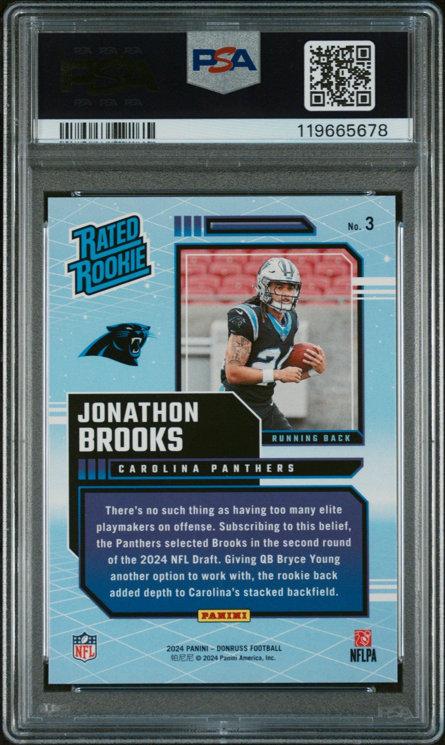 2024 Panini Donruss Rated Rookies Retro 3 Jonathon Brooks PSA 10