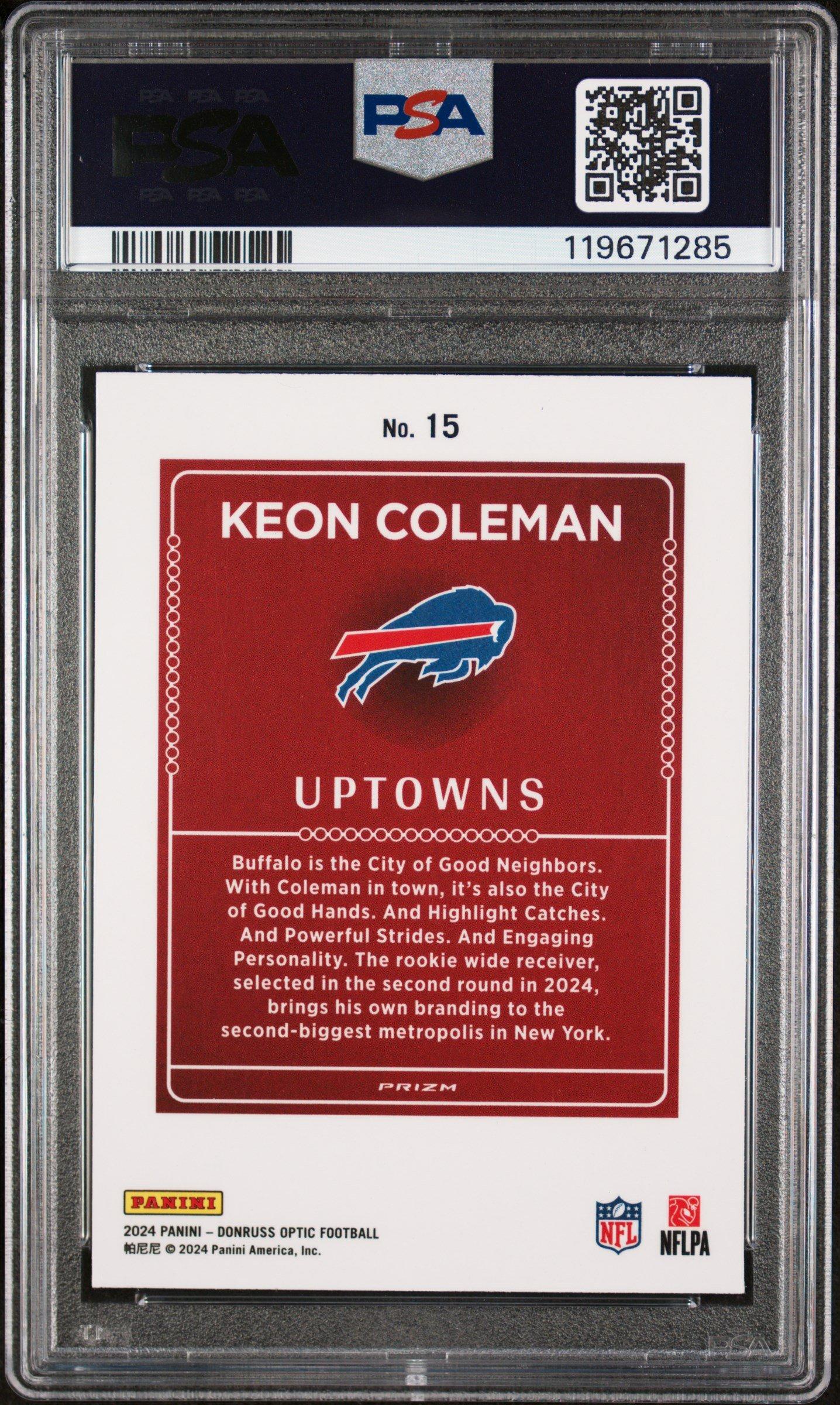 2024 Panini Donruss Optic Uptowns 15 Keon Coleman PSA 8