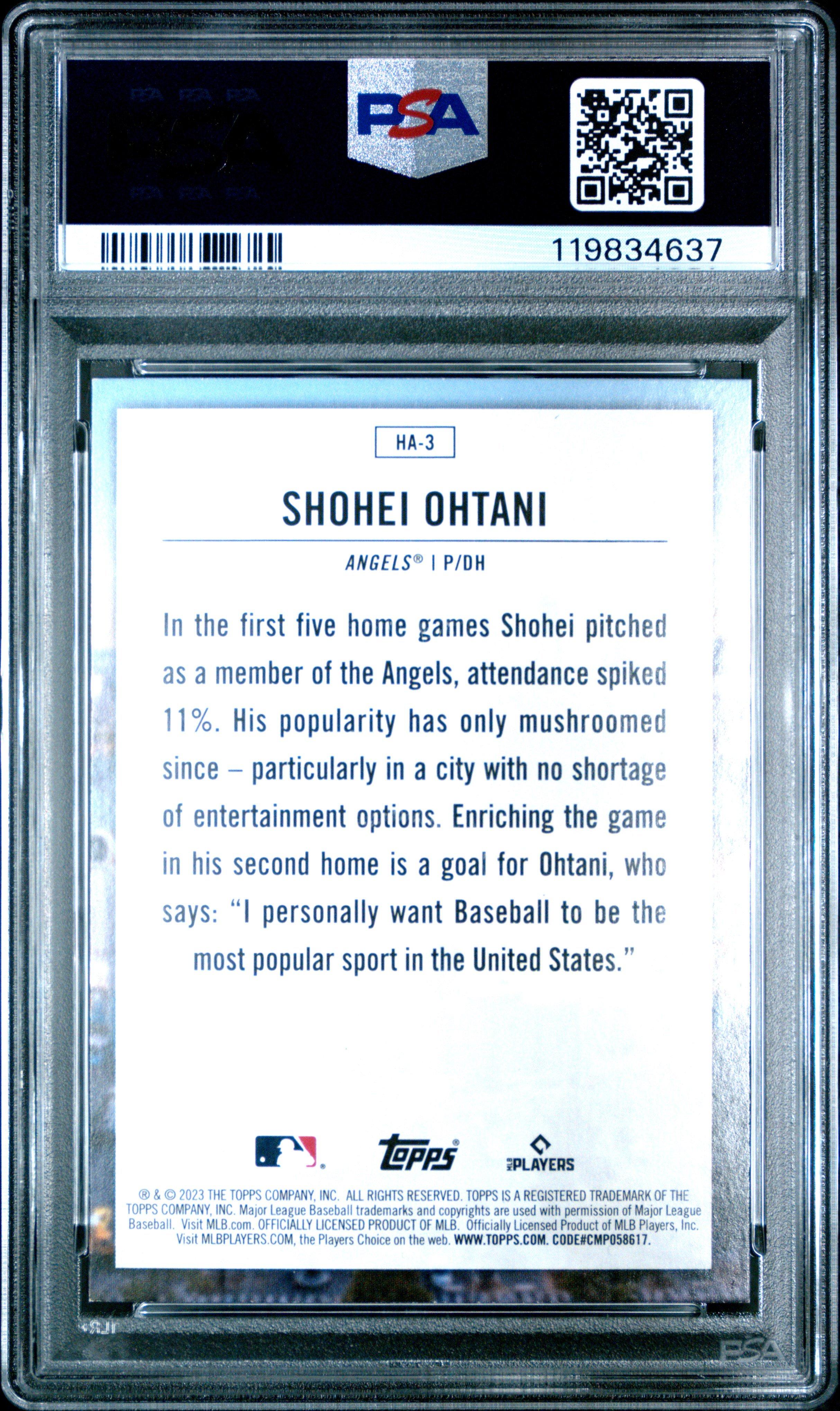 2023 Topps Home Field Advantage Ha3 Shohei Ohtani PSA 8 Graded 