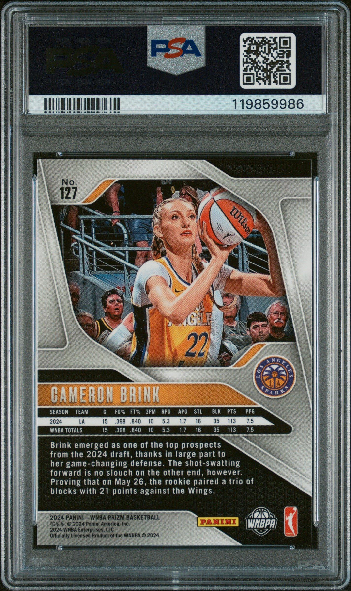 2024 Panini Prizm Wnba 127 Cameron Brink Ice PSA