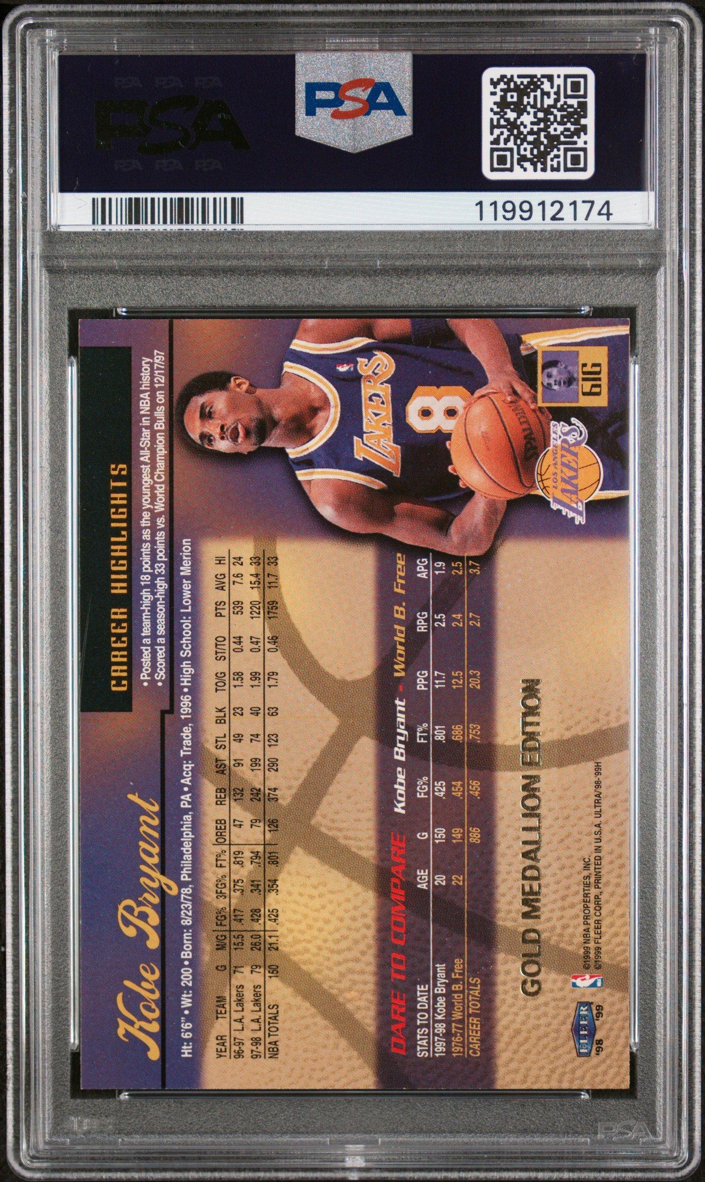 1998 Ultra 61g Kobe Bryant Gold Medallion PSA