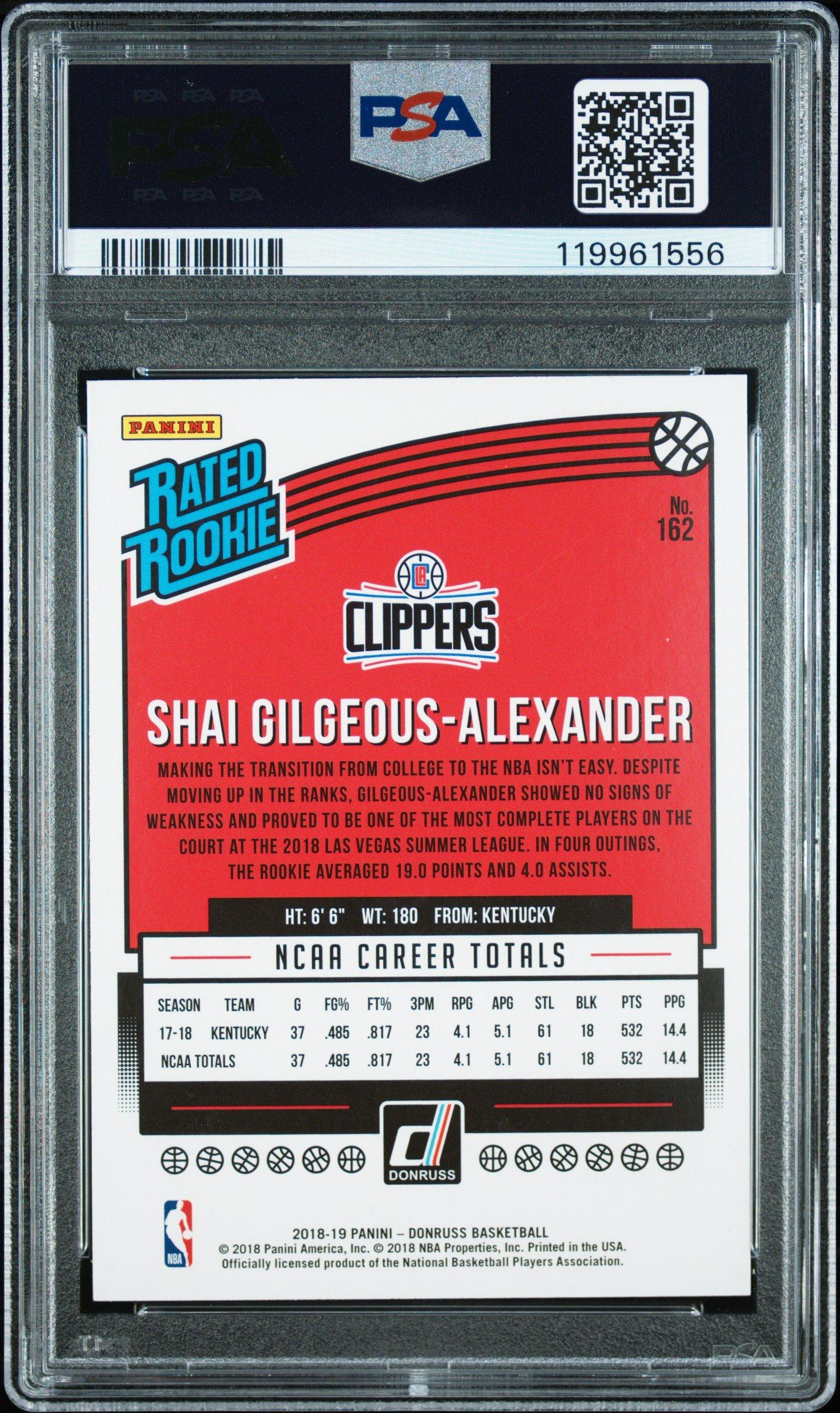 2018 Panini Donruss 162 Shai Gilgeous-alexander PSA