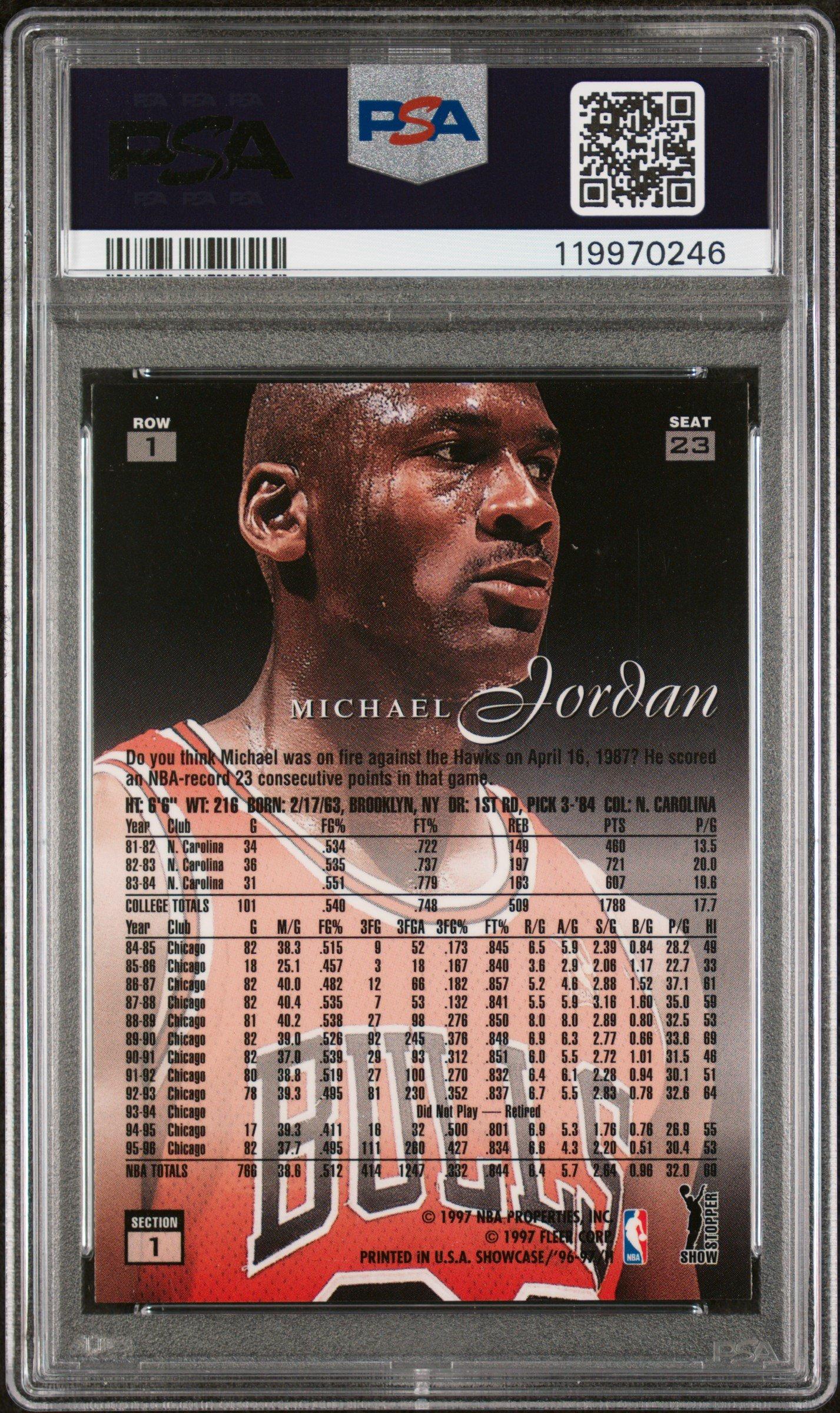 1996 Flair Showcase 23 Michael Jordan Row 1 PSA 8