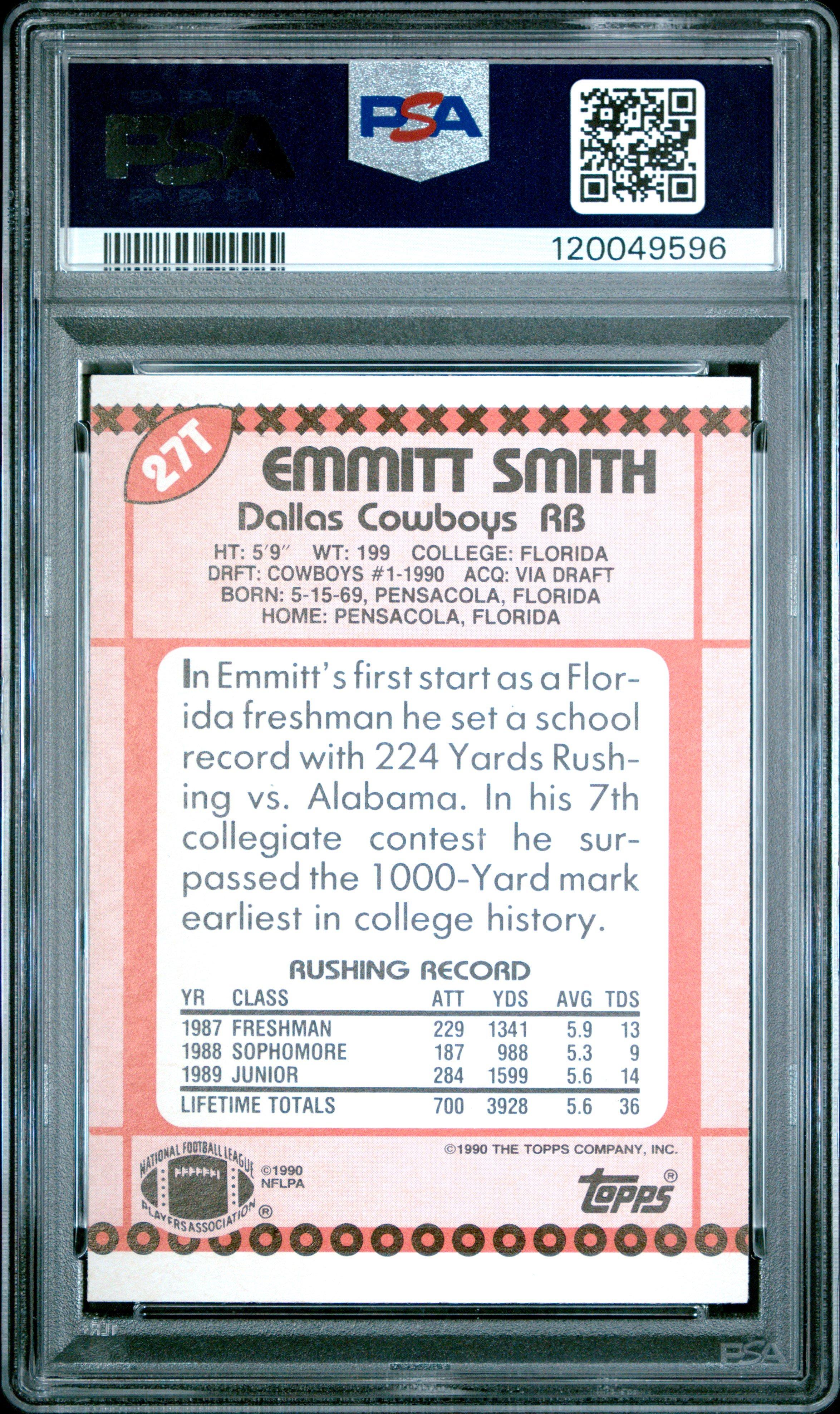 1990 Topps Traded 27t Emmitt Smith PSA
