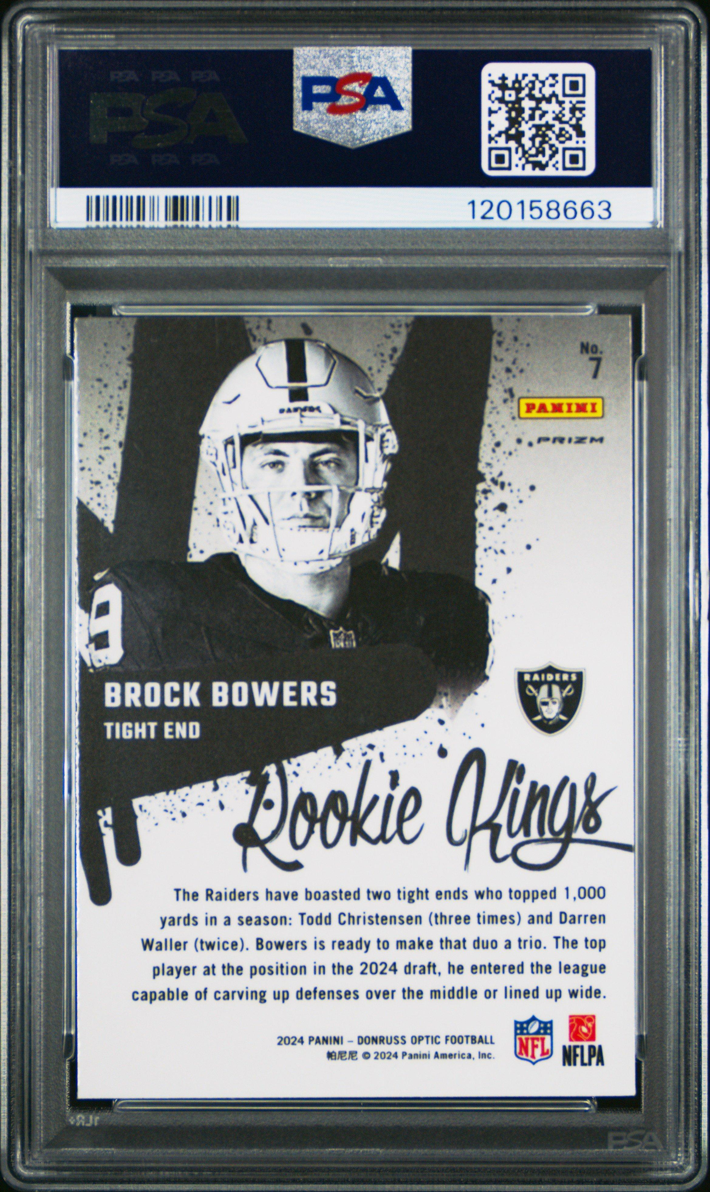 2024 Panini Donruss Optic Rookie Kings 7 Brock Bowers PSA 9