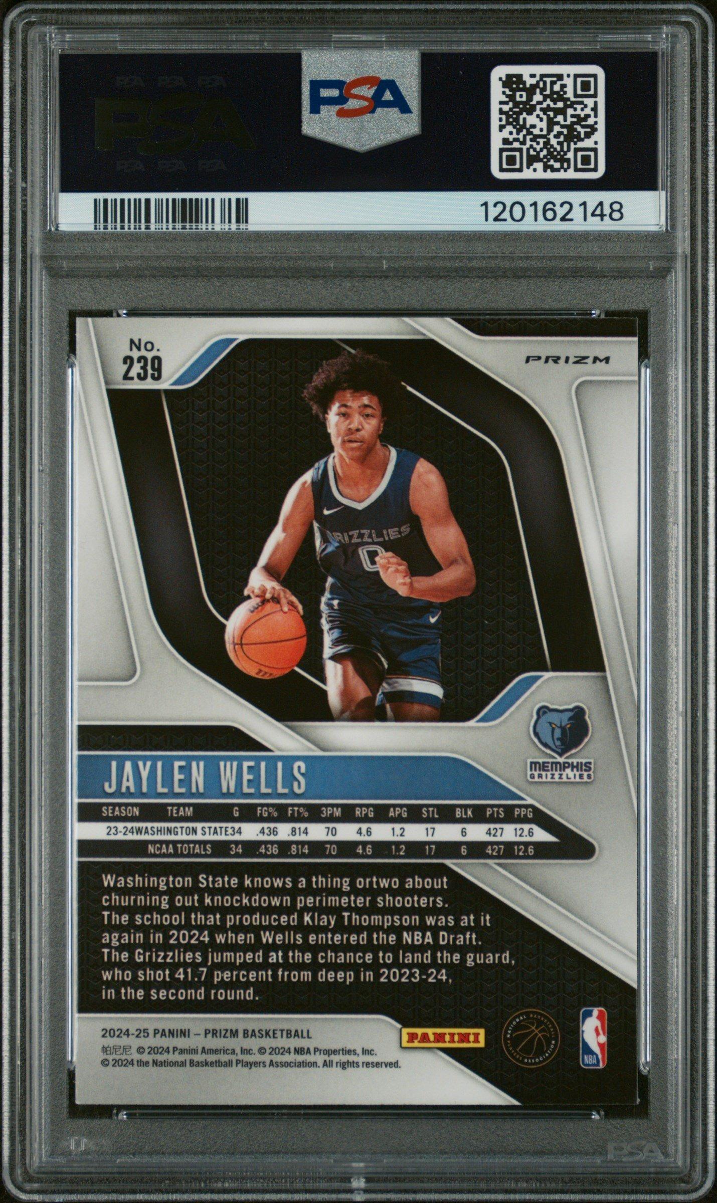 2024 Panini Prizm 239 Jaylen Wells Pink Ice PSA 10